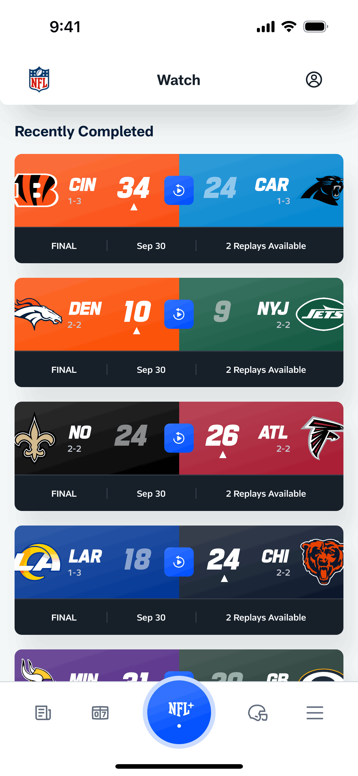NFL iOS Sports interface screenshot 3