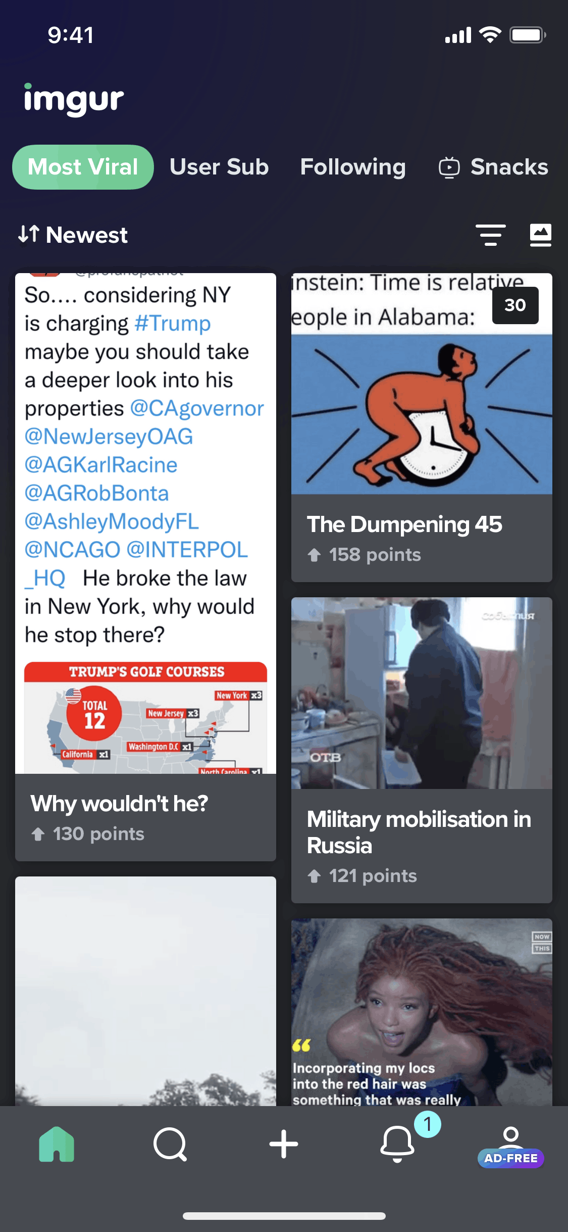 Imgur iOS Photo & Video interface screenshot 1