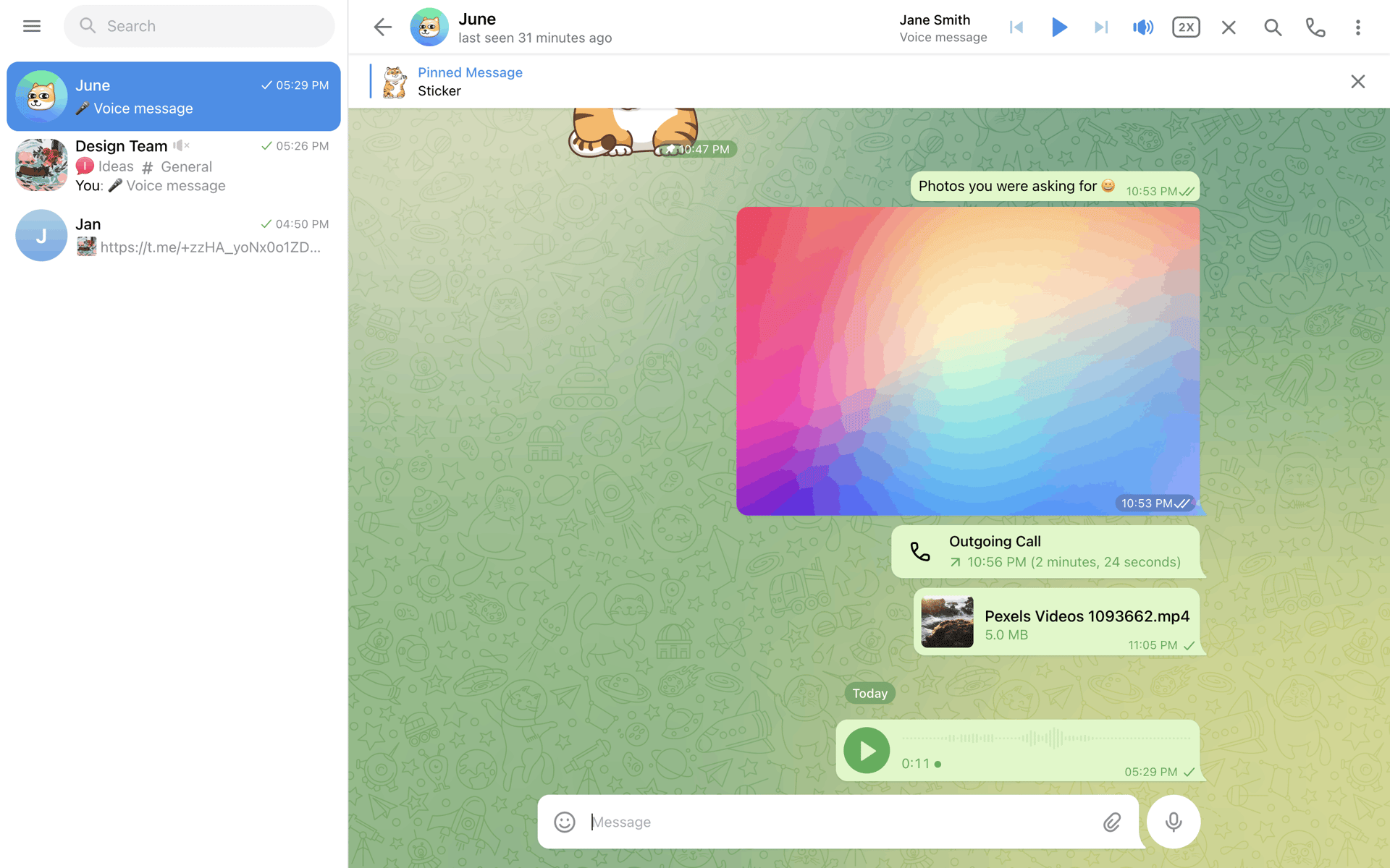 Telegram Web Communication interface screenshot 1