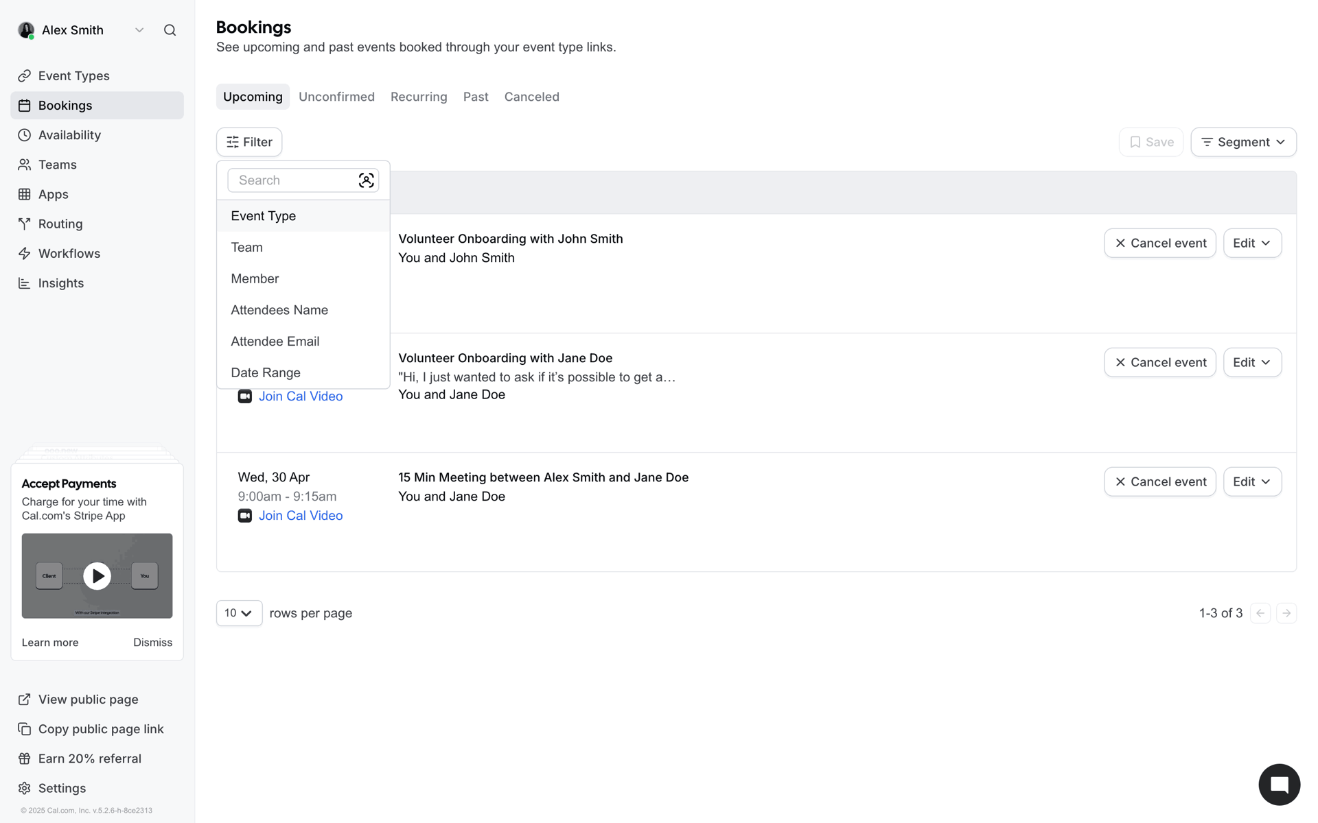 Cal.com Web AI interface screenshot 2