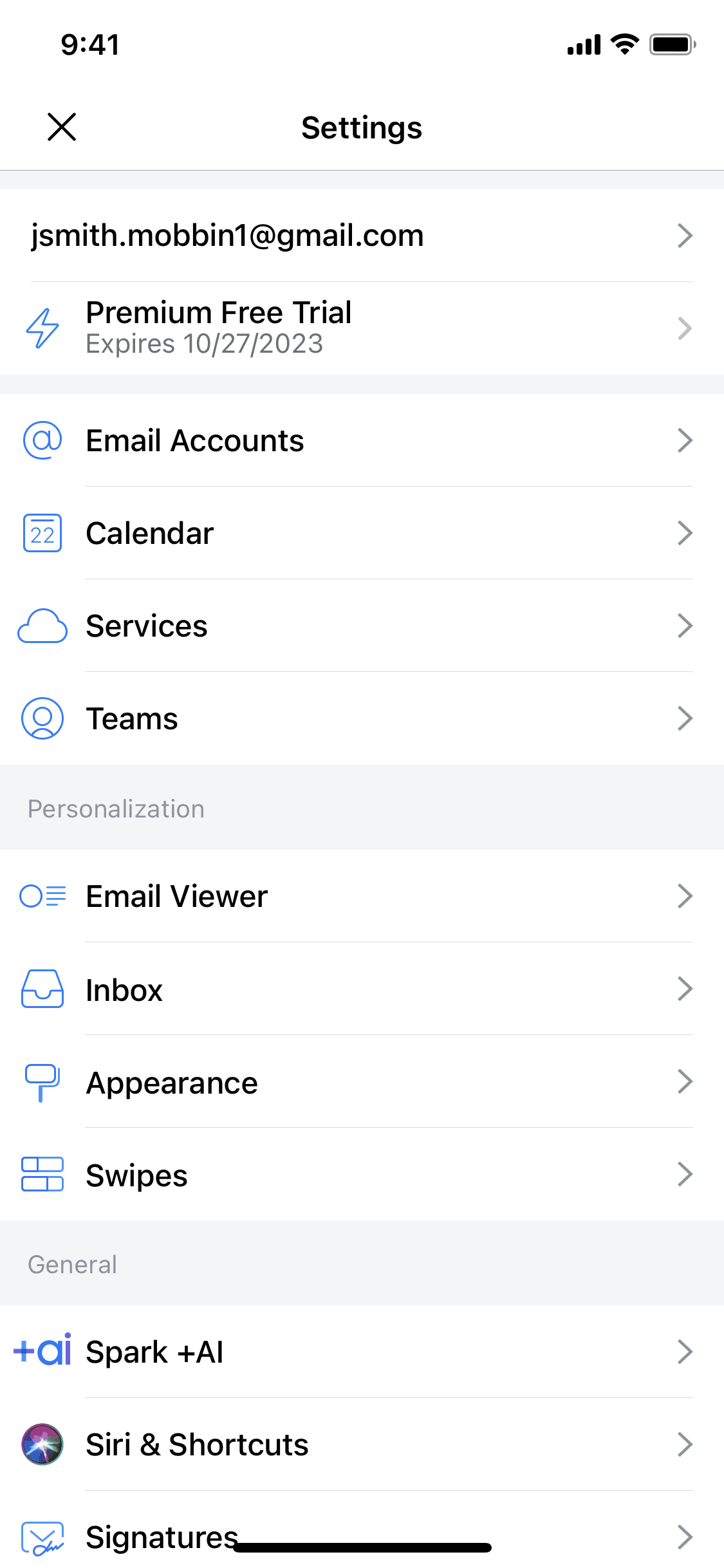 Spark Mail iOS AI interface screenshot 2
