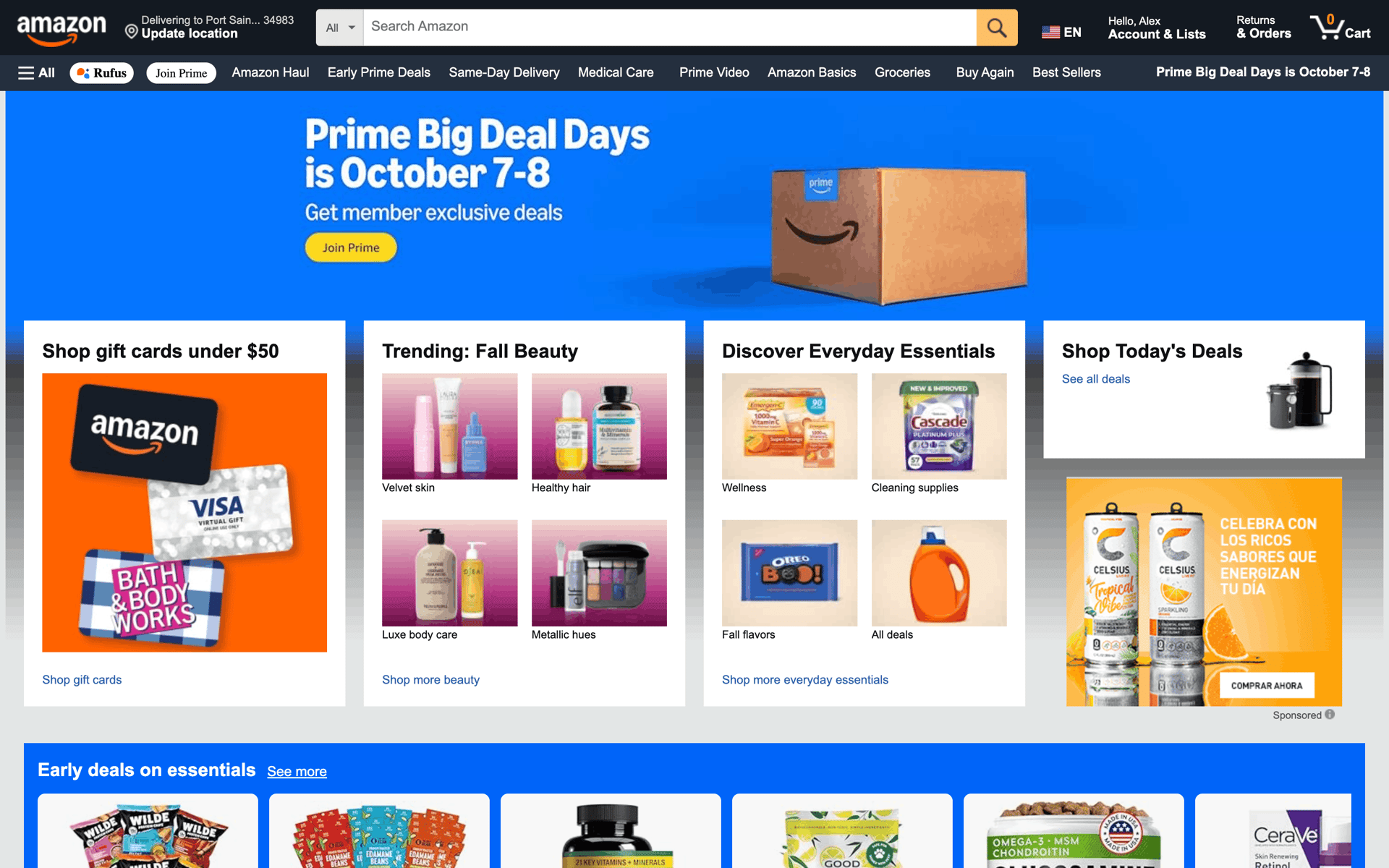 Amazon Web Shopping interface screenshot 1
