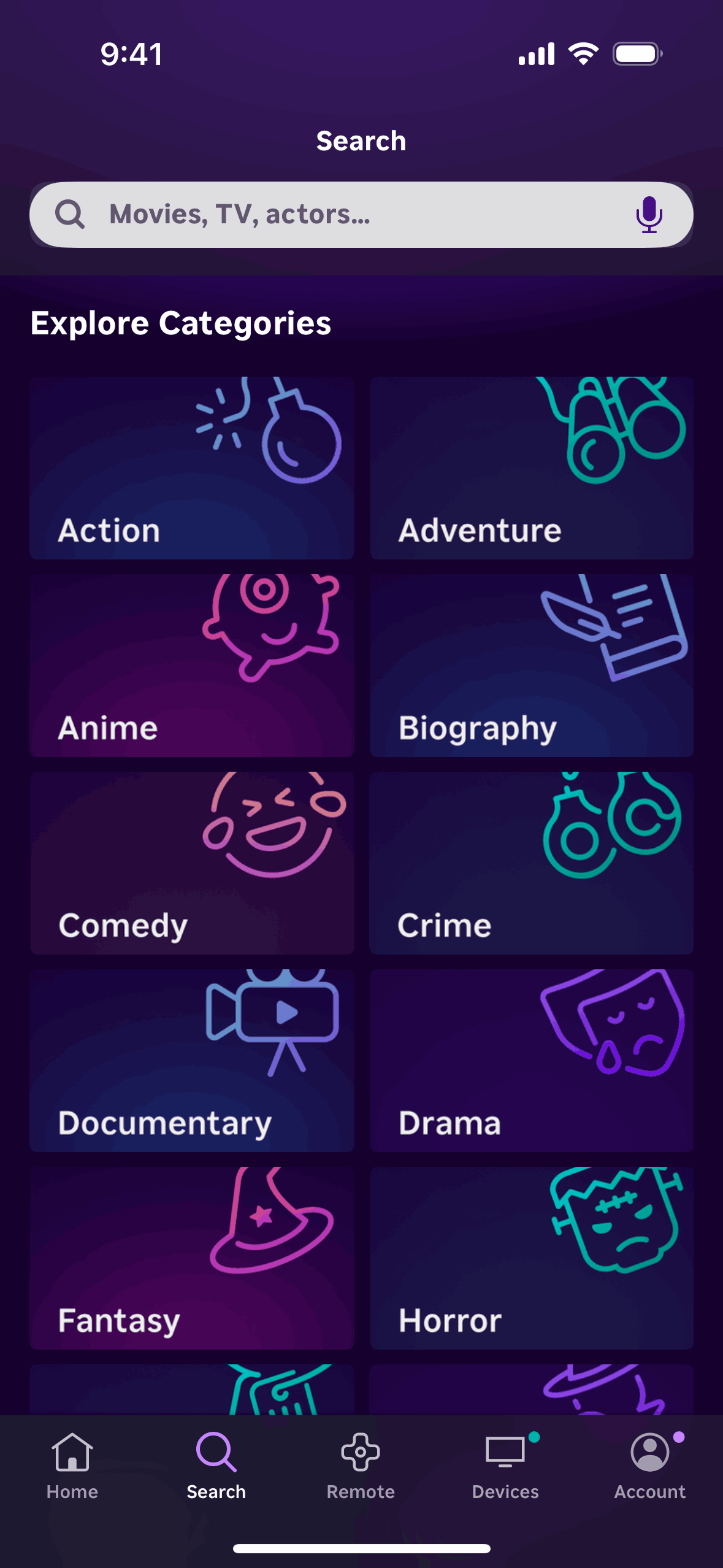 Roku iOS Entertainment interface screenshot 2