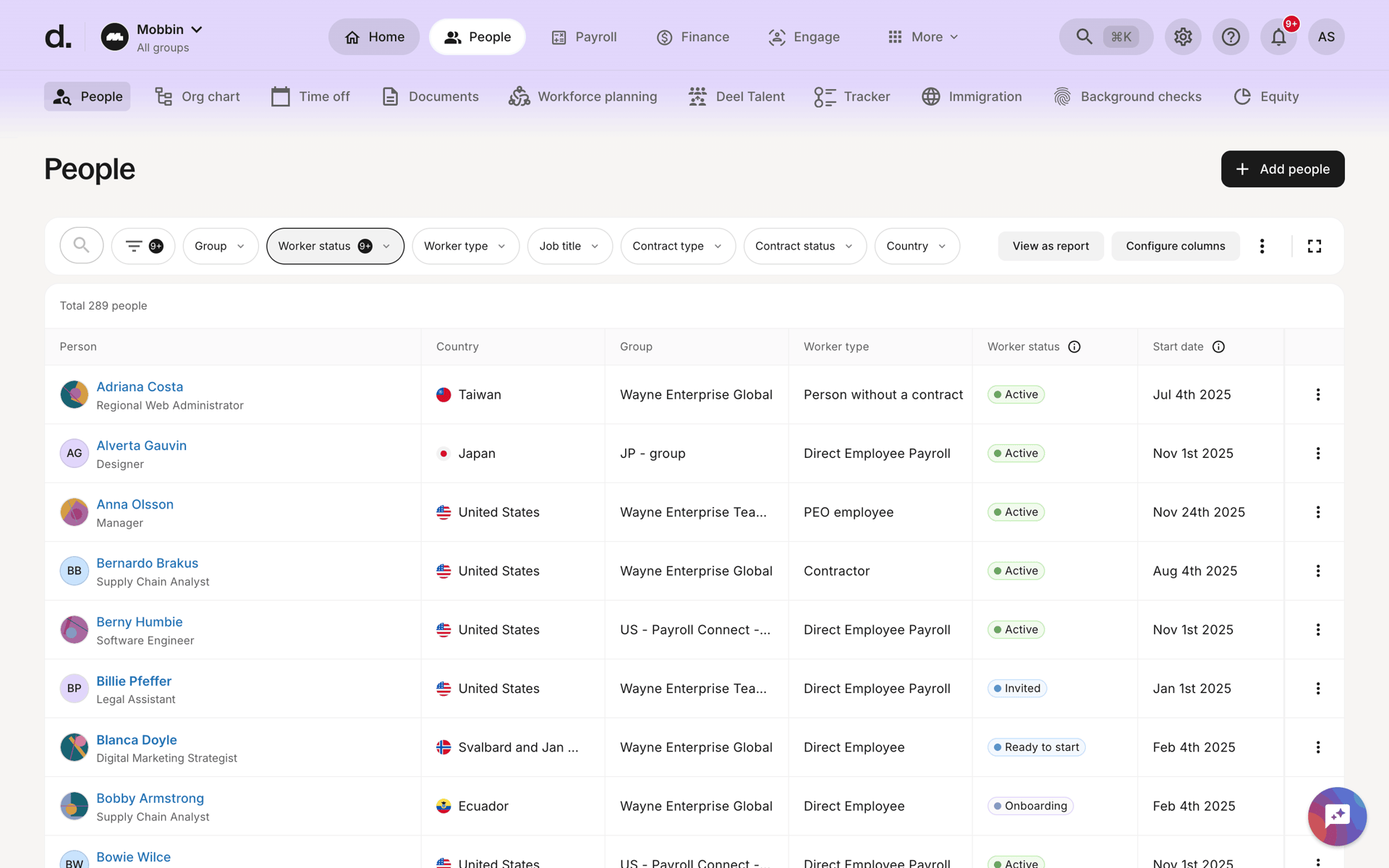Deel Web Business interface screenshot 15