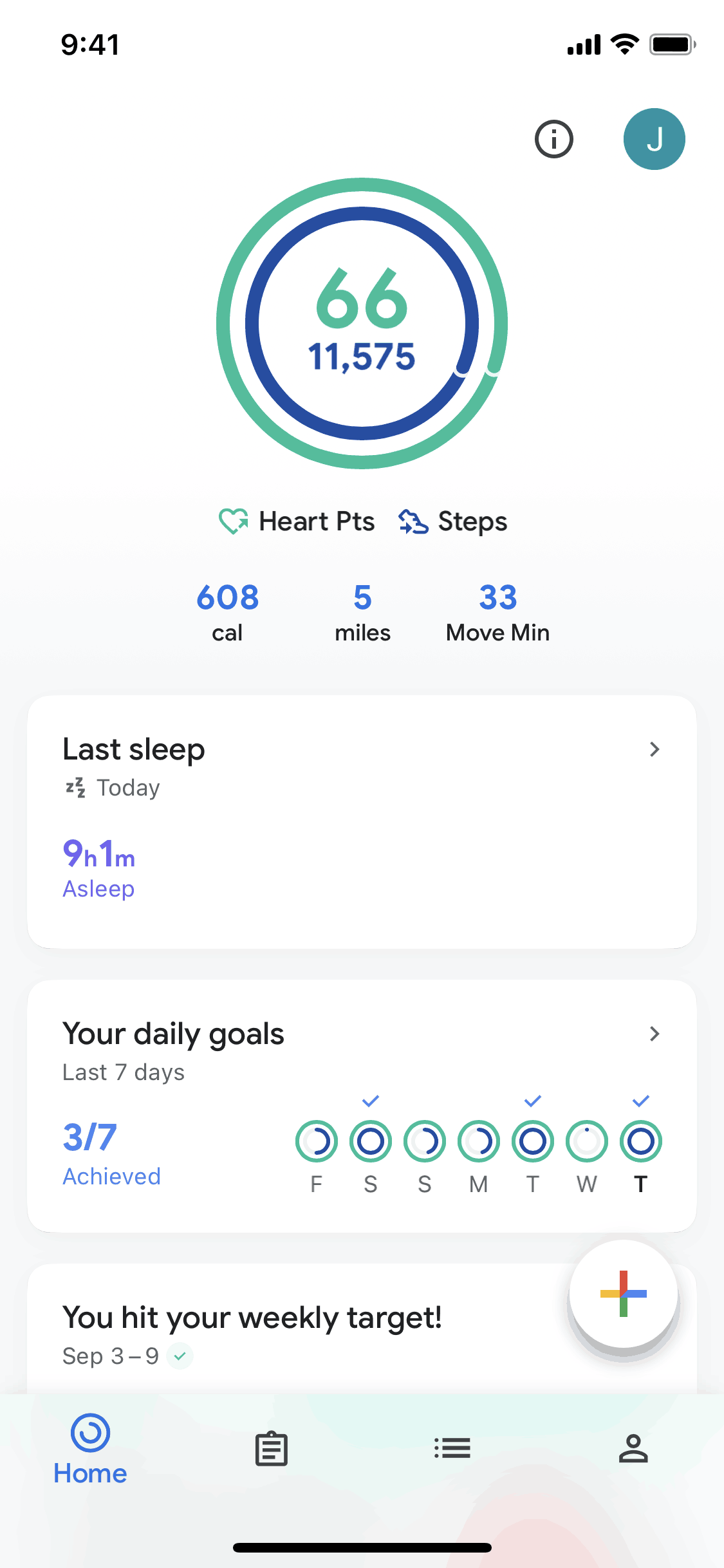 Google Fit iOS Health & Fitness interface screenshot 1