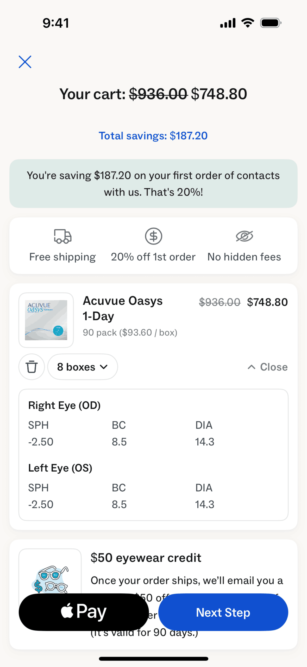 Warby Parker iOS Shopping interface screenshot 7