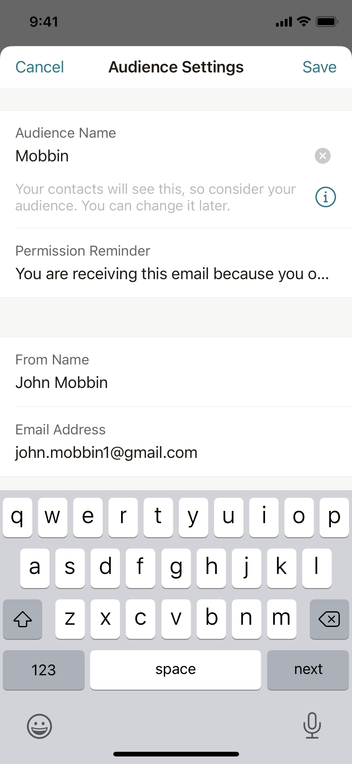 Mailchimp iOS Business interface screenshot 14