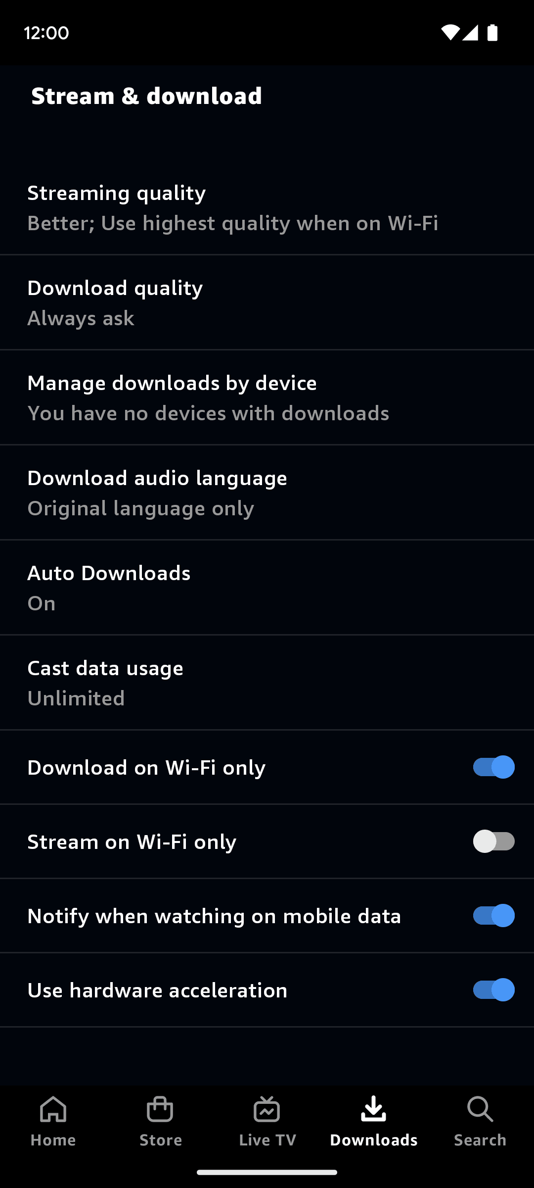 Prime Video Android Entertainment interface screenshot 12