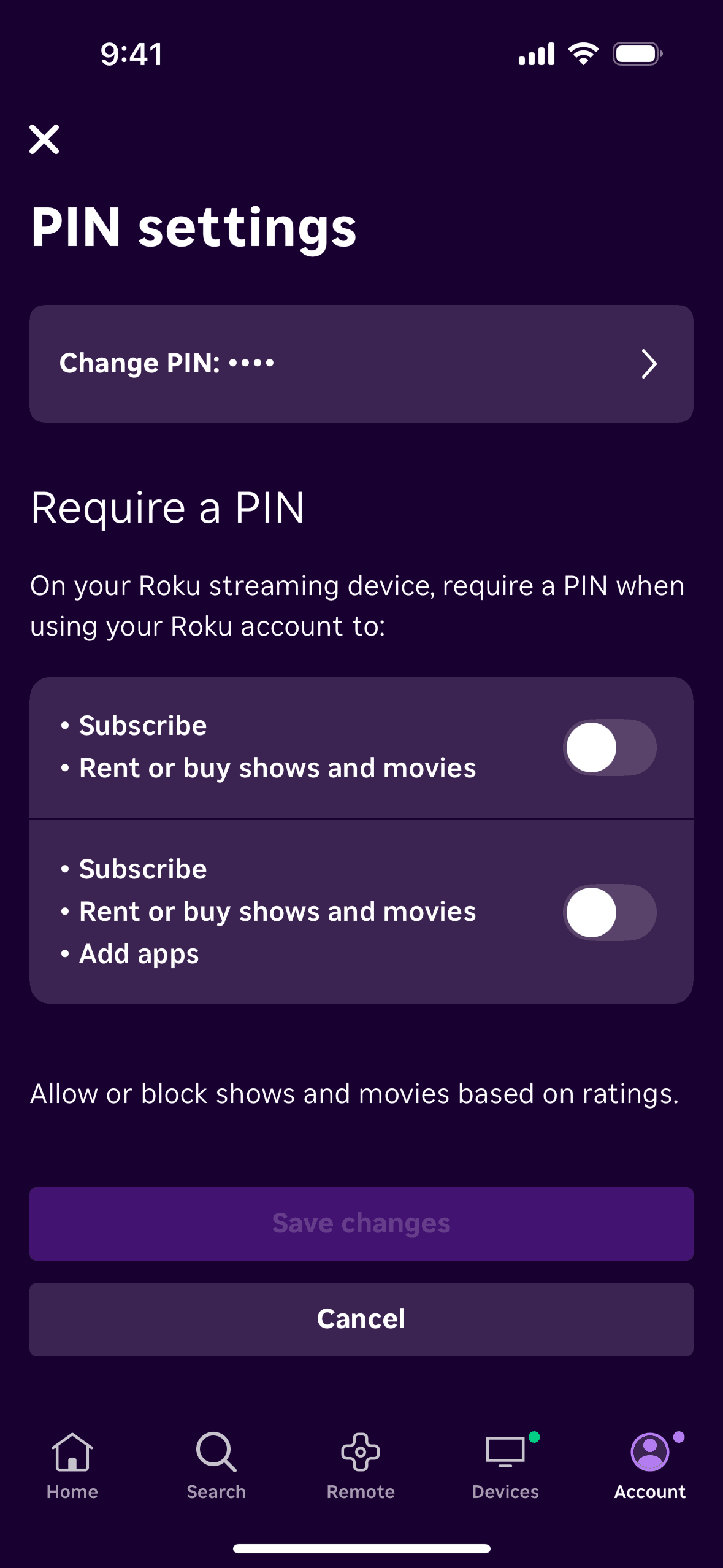 Roku iOS Entertainment interface screenshot 17