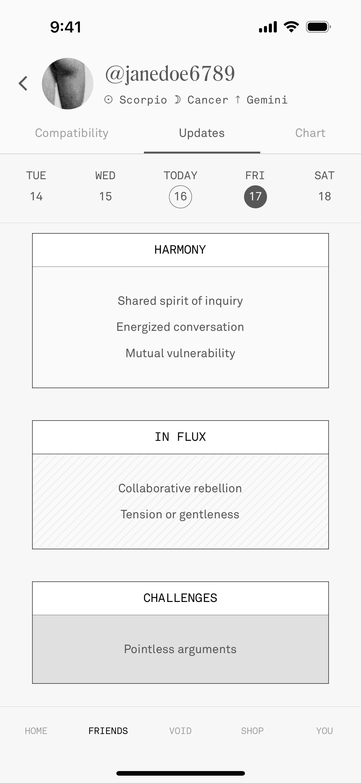 Co–Star iOS Lifestyle interface screenshot 1