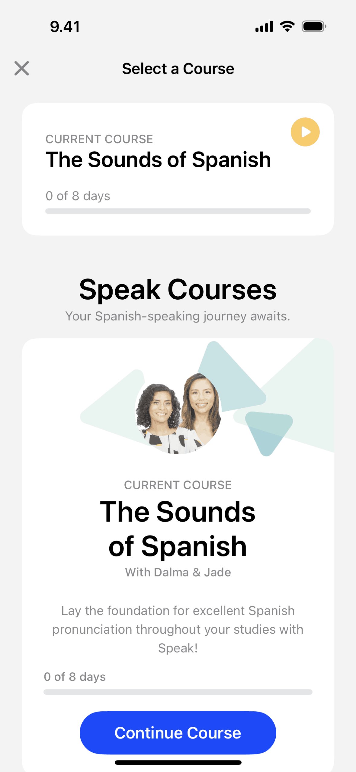 Speak iOS Education interface screenshot 1