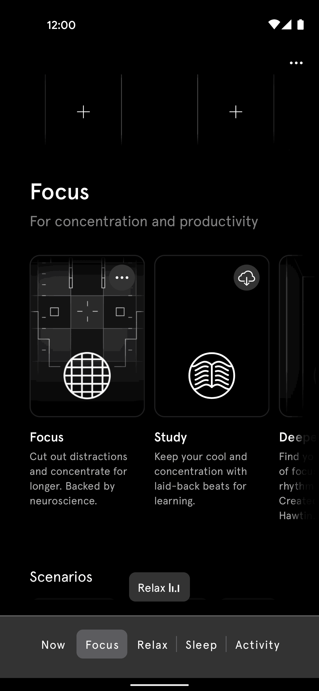Endel Android Health & Fitness interface screenshot 2
