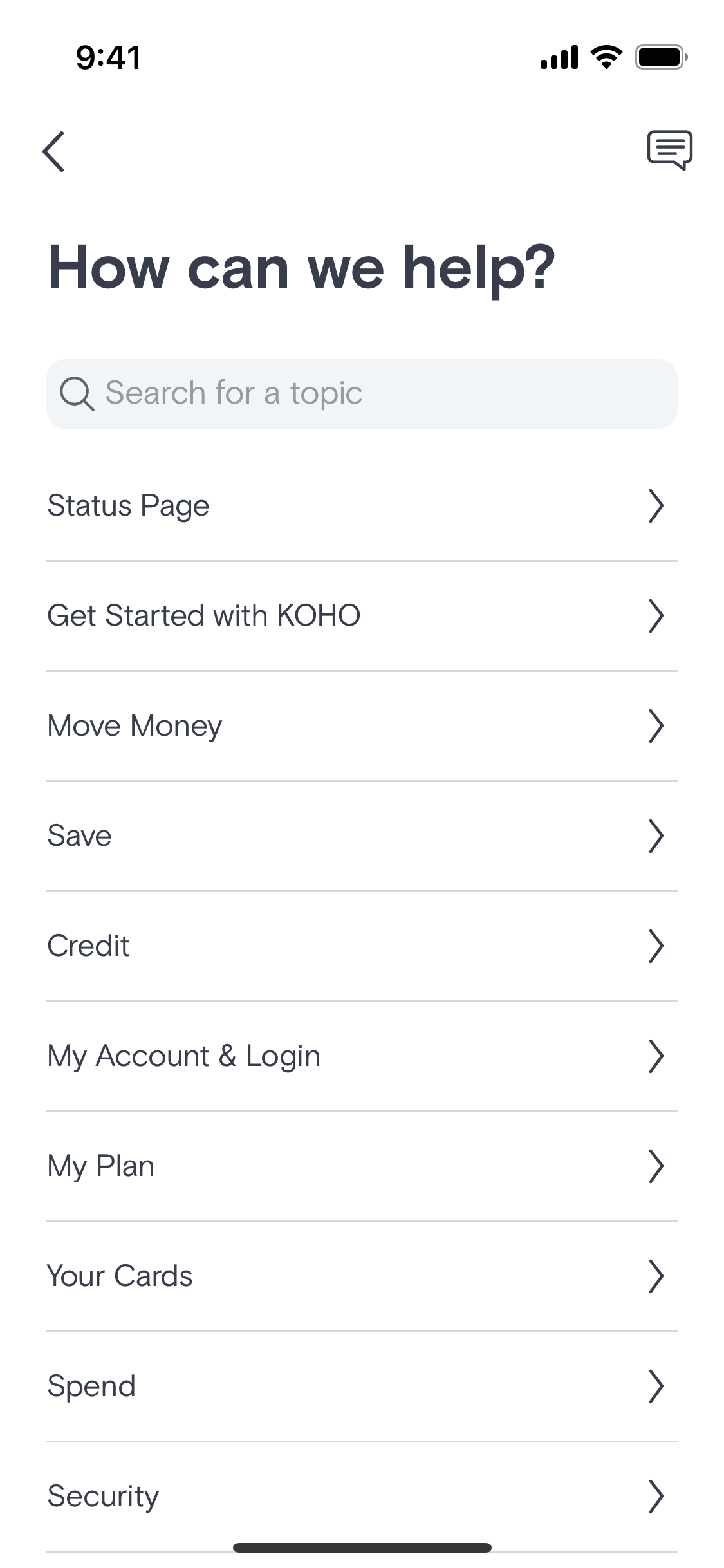 KOHO iOS Finance interface screenshot 21