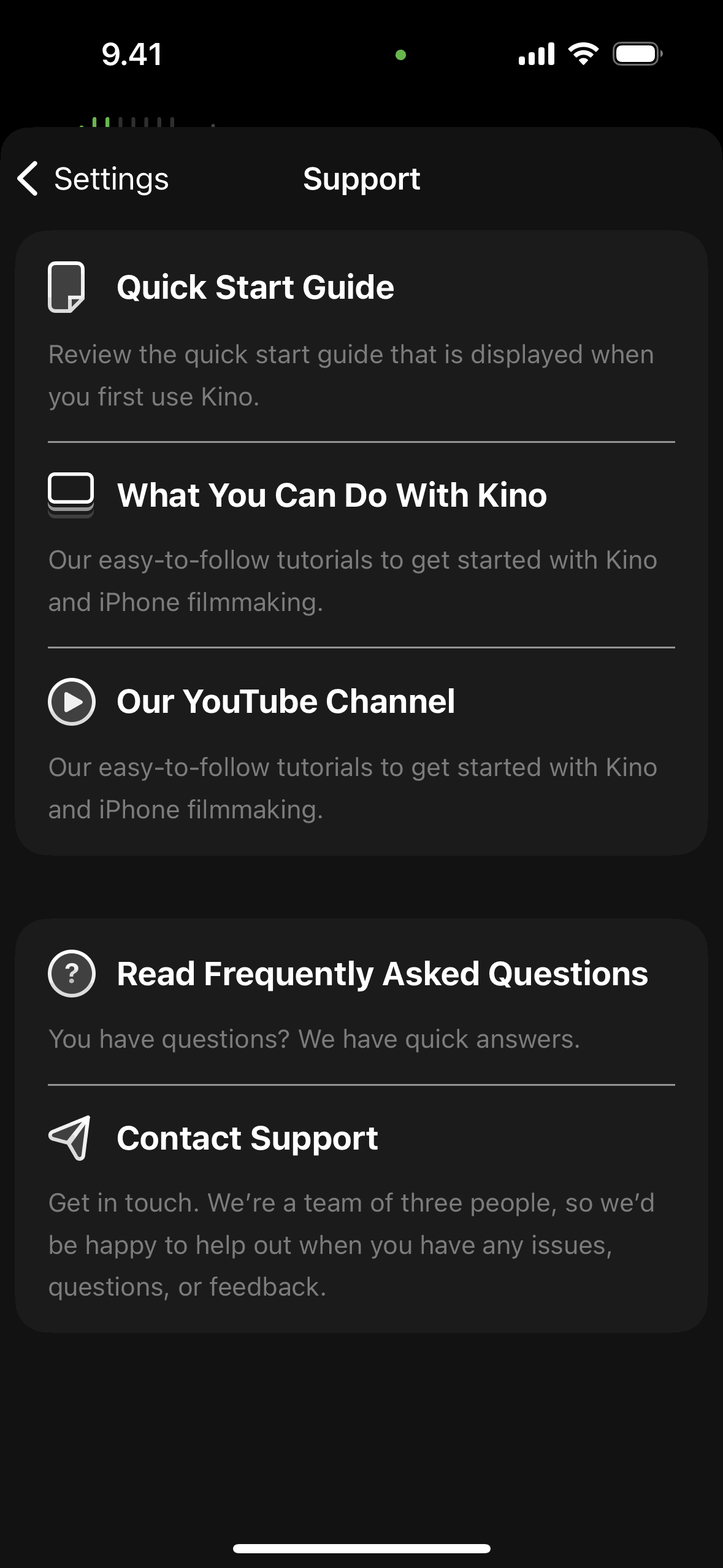 Kino iOS Photo & Video interface screenshot 24