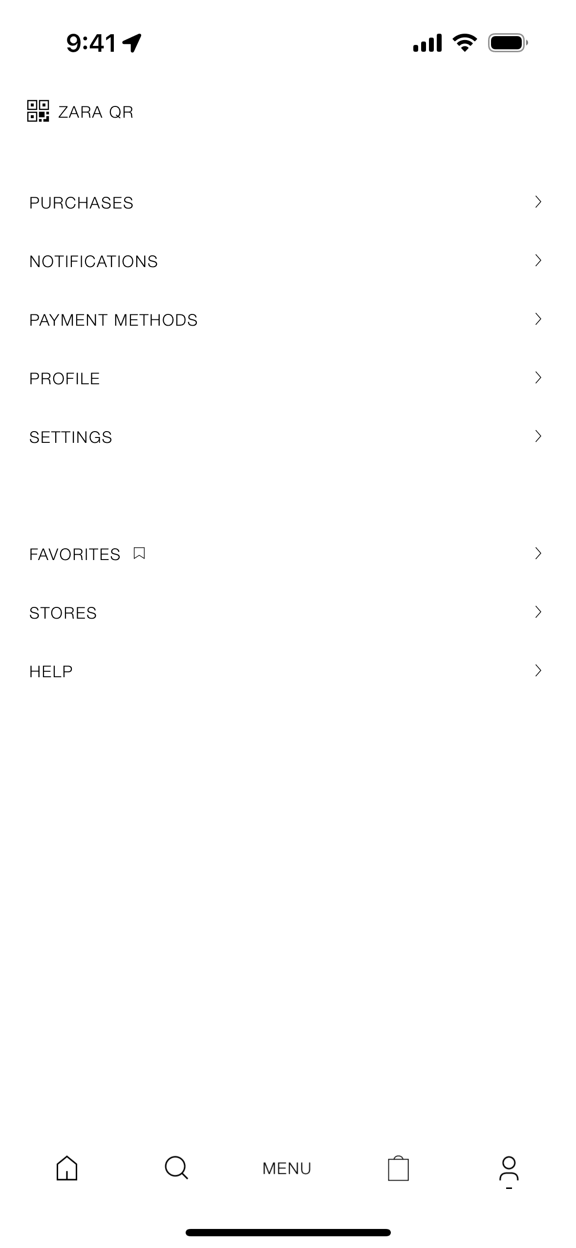 Profile on ZARA (ios) screen 2
