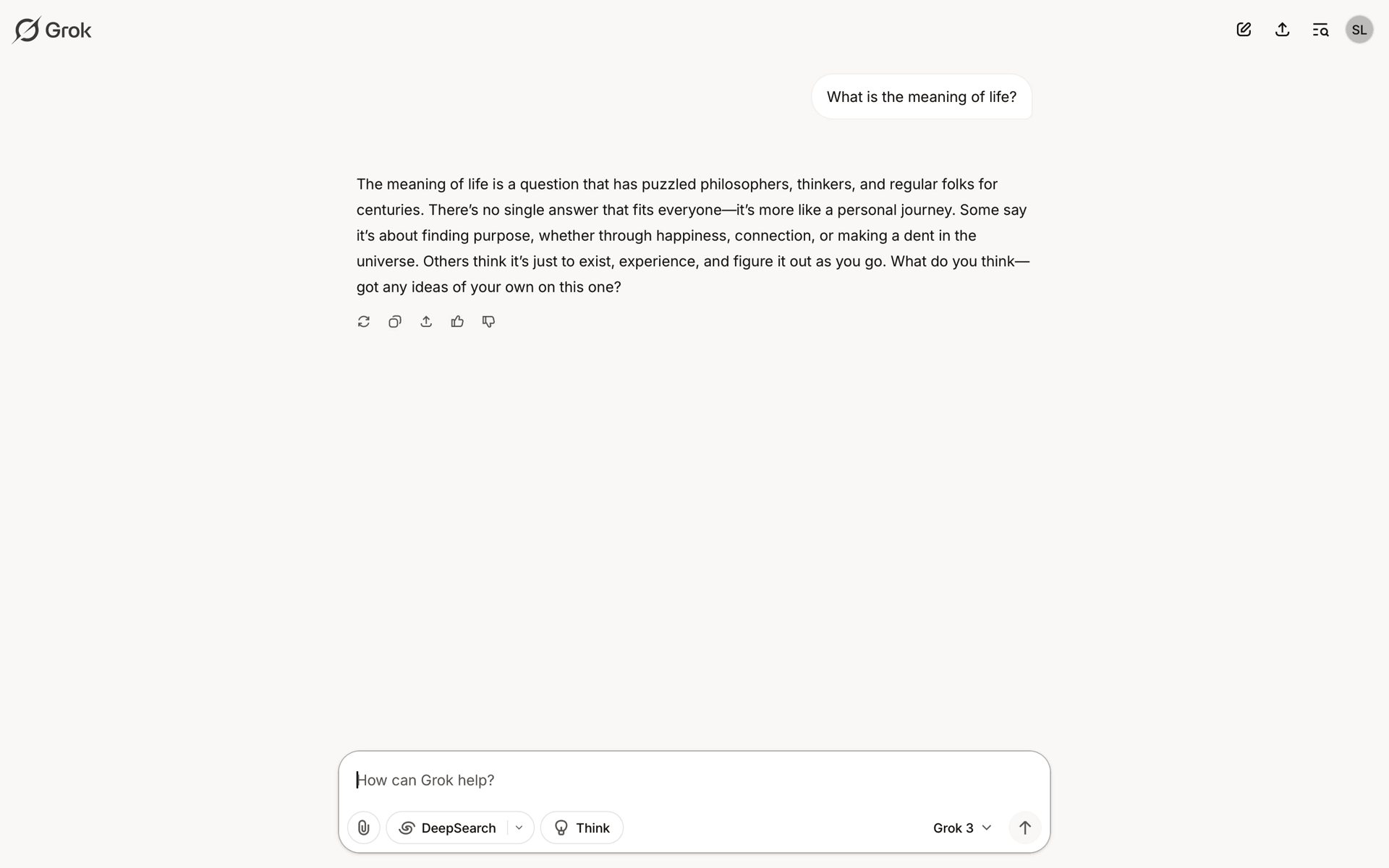 Grok Web AI interface screenshot 1