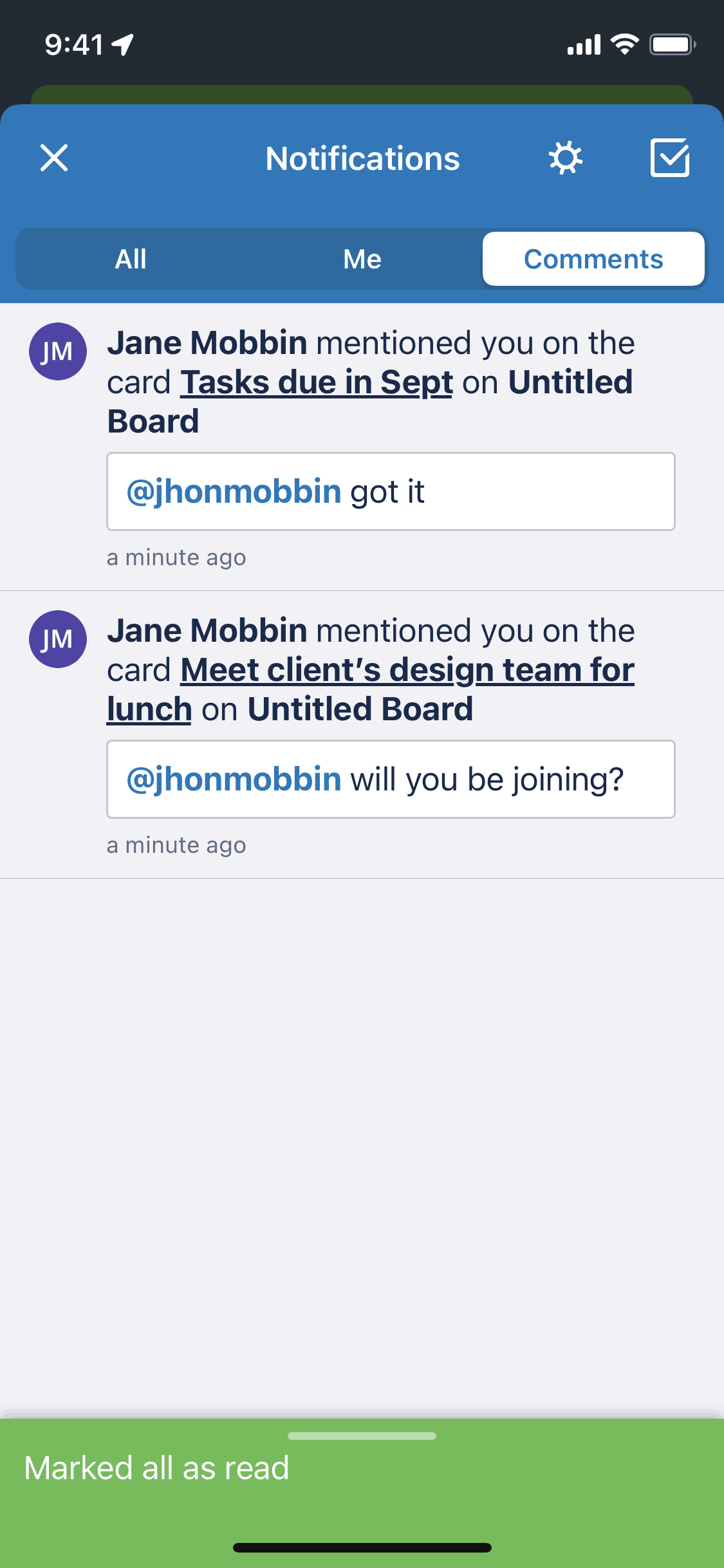 Trello iOS Business interface screenshot 20
