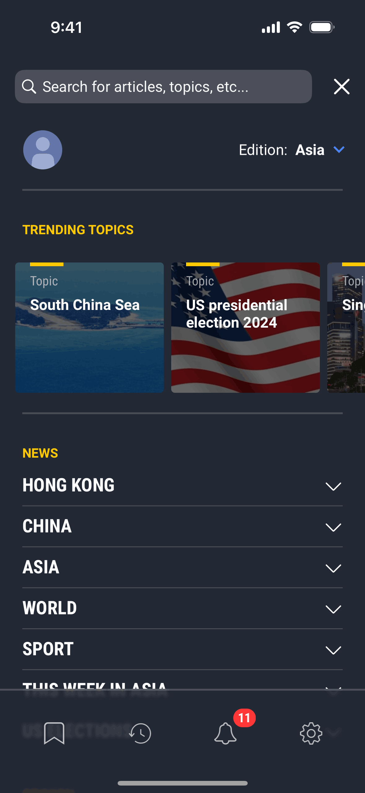 South China Morning Post iOS News interface screenshot 1