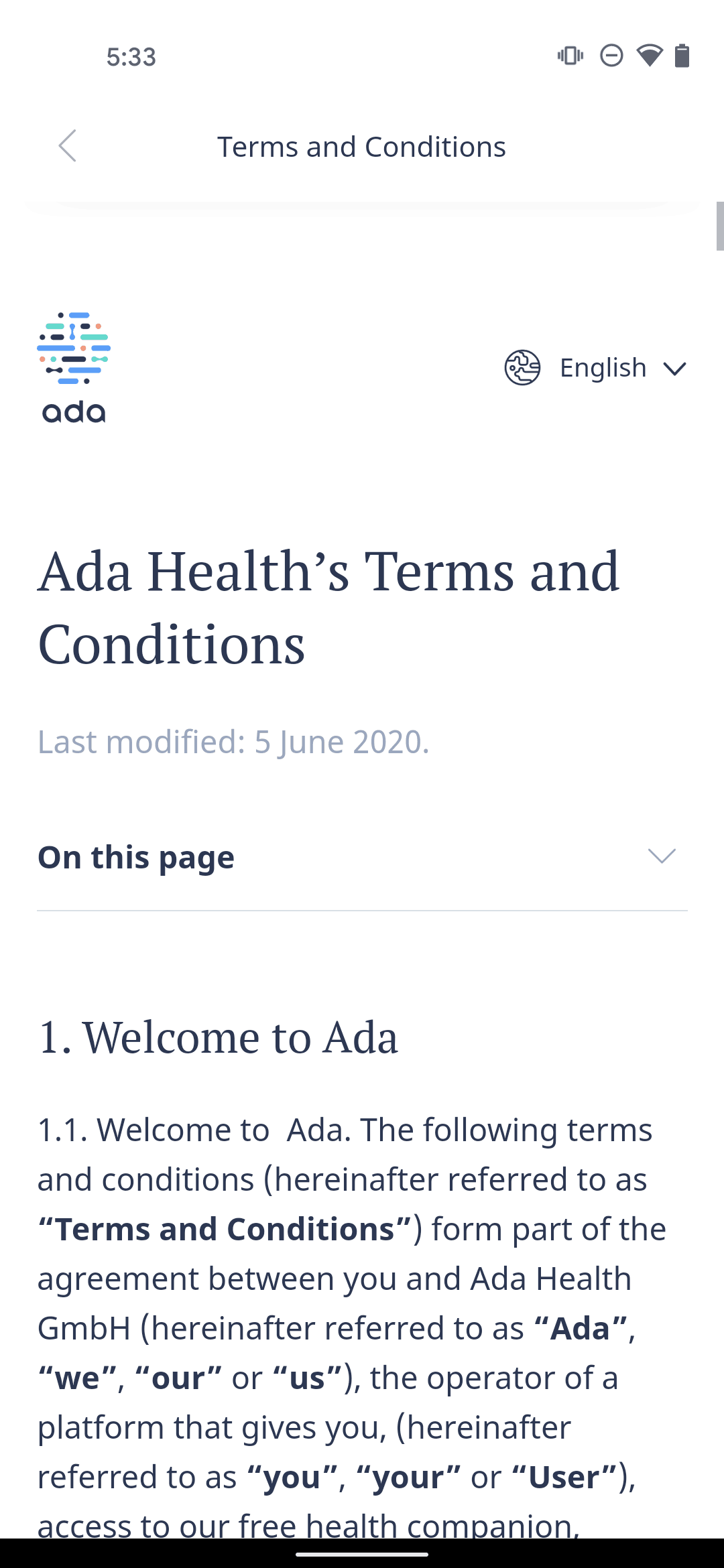 Ada Android Medical interface screenshot 11