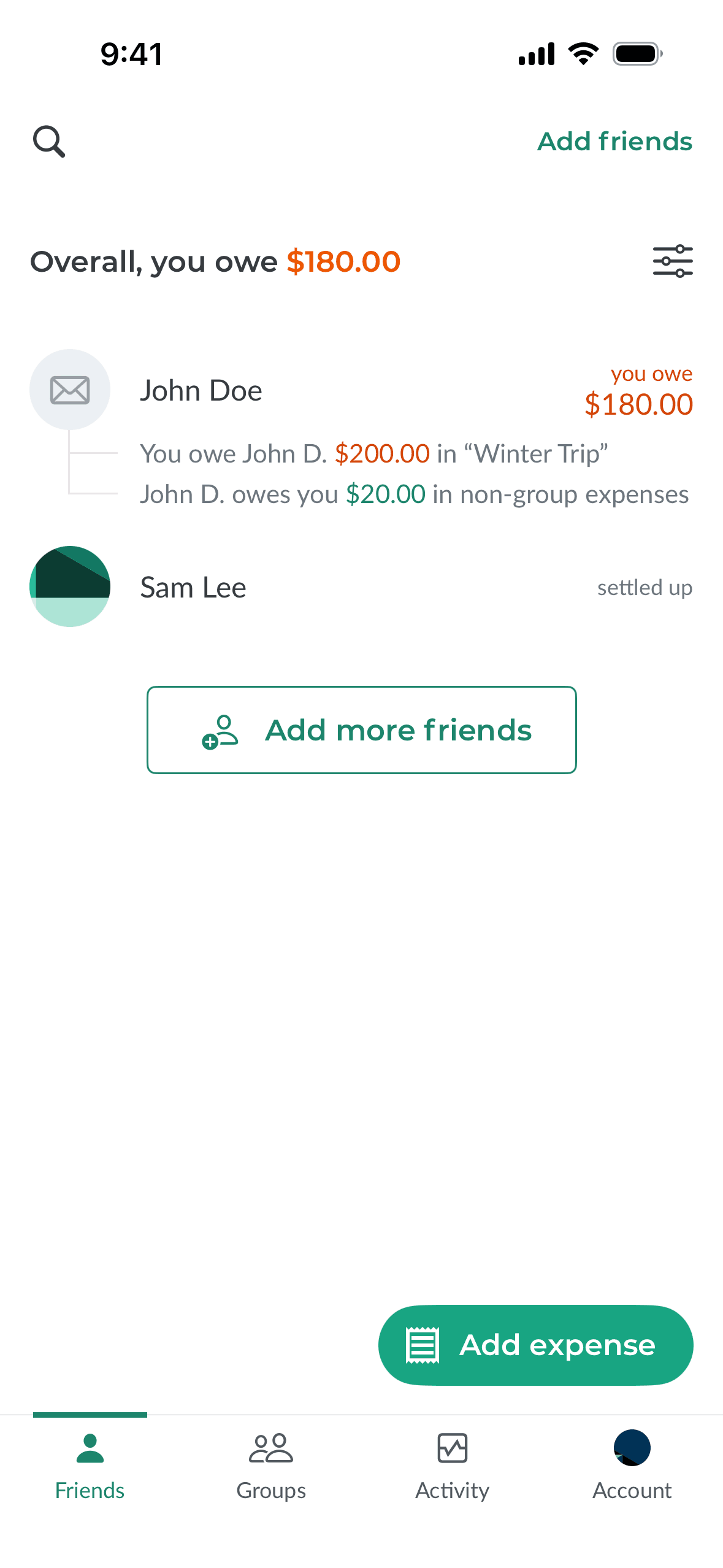 Splitwise iOS Finance interface screenshot 2