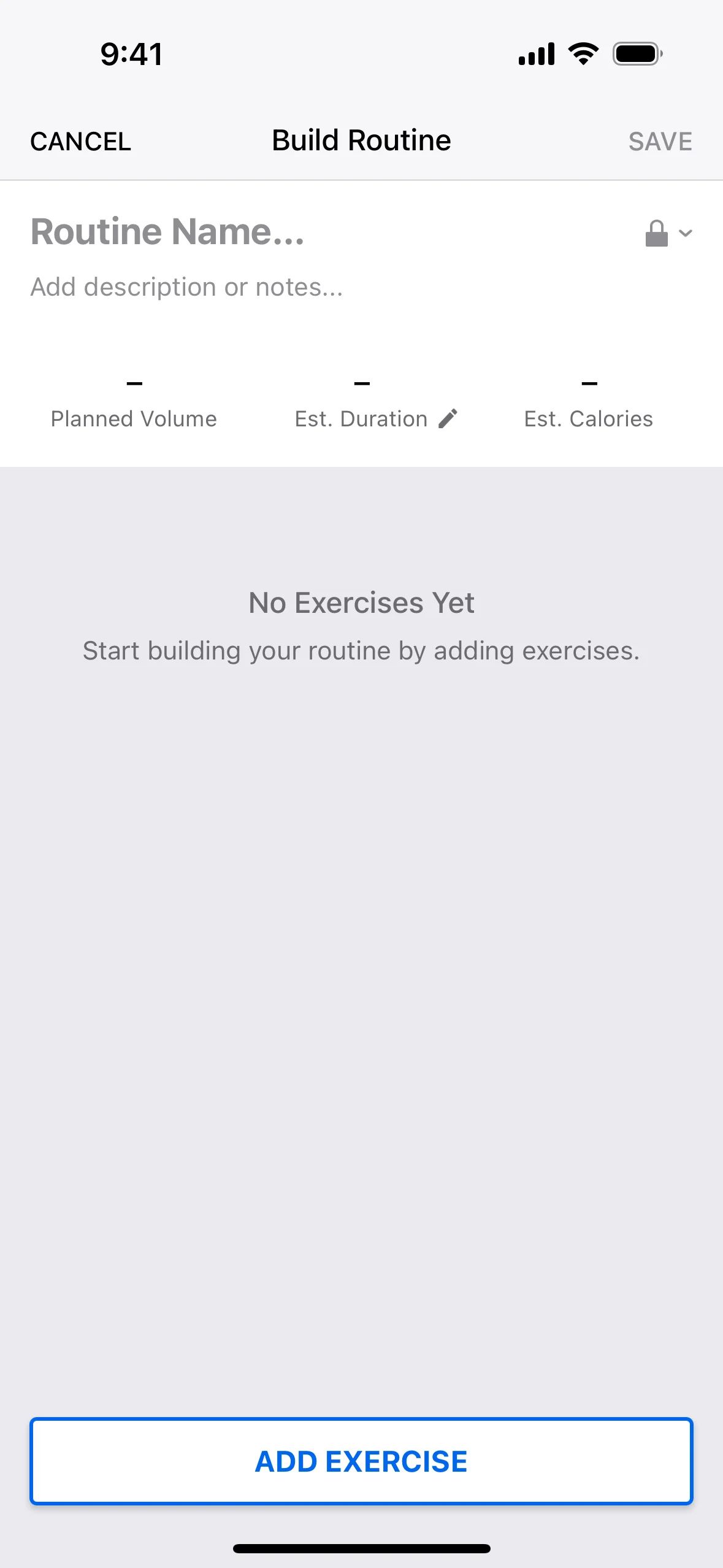 Building a new routine on MyFitnessPal (ios) screen 2