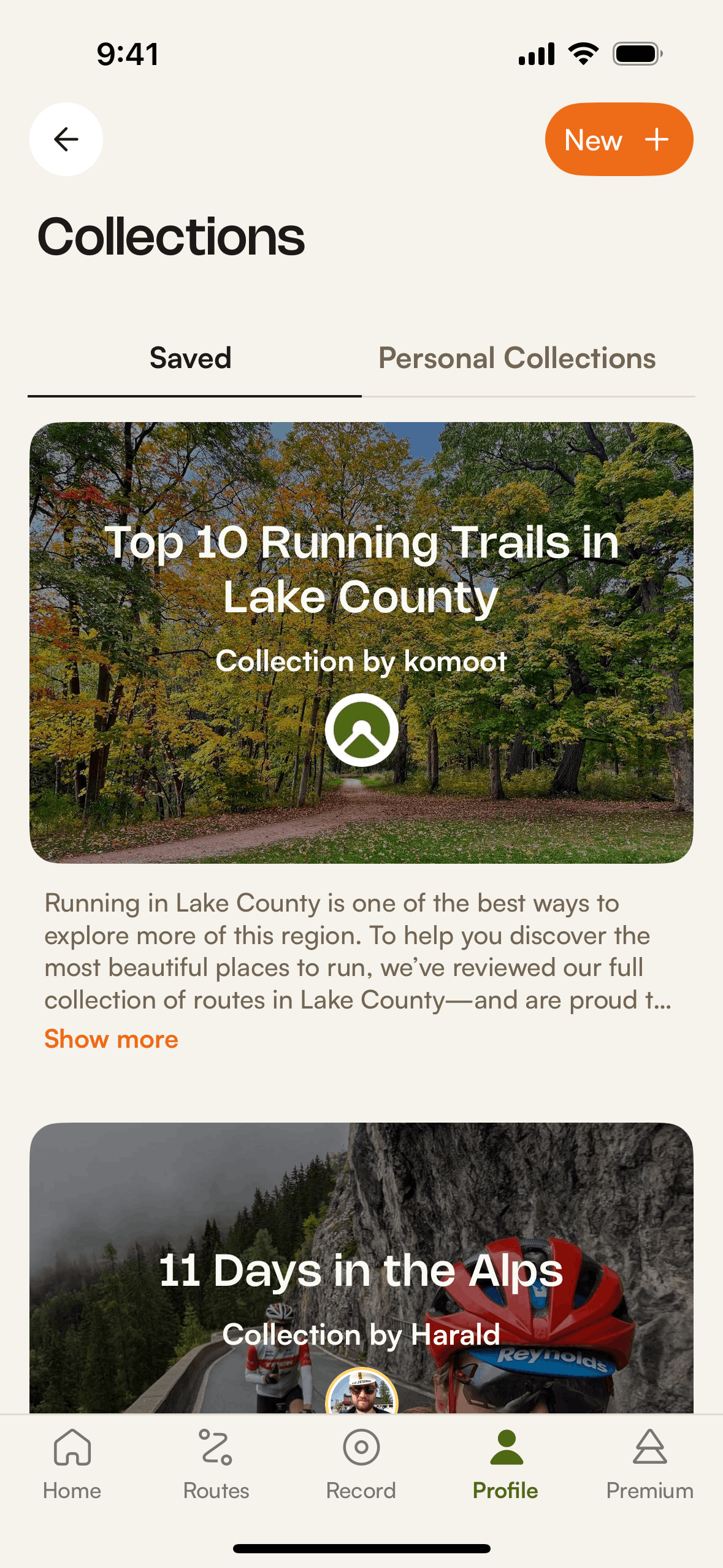 komoot iOS Health & Fitness interface screenshot 22