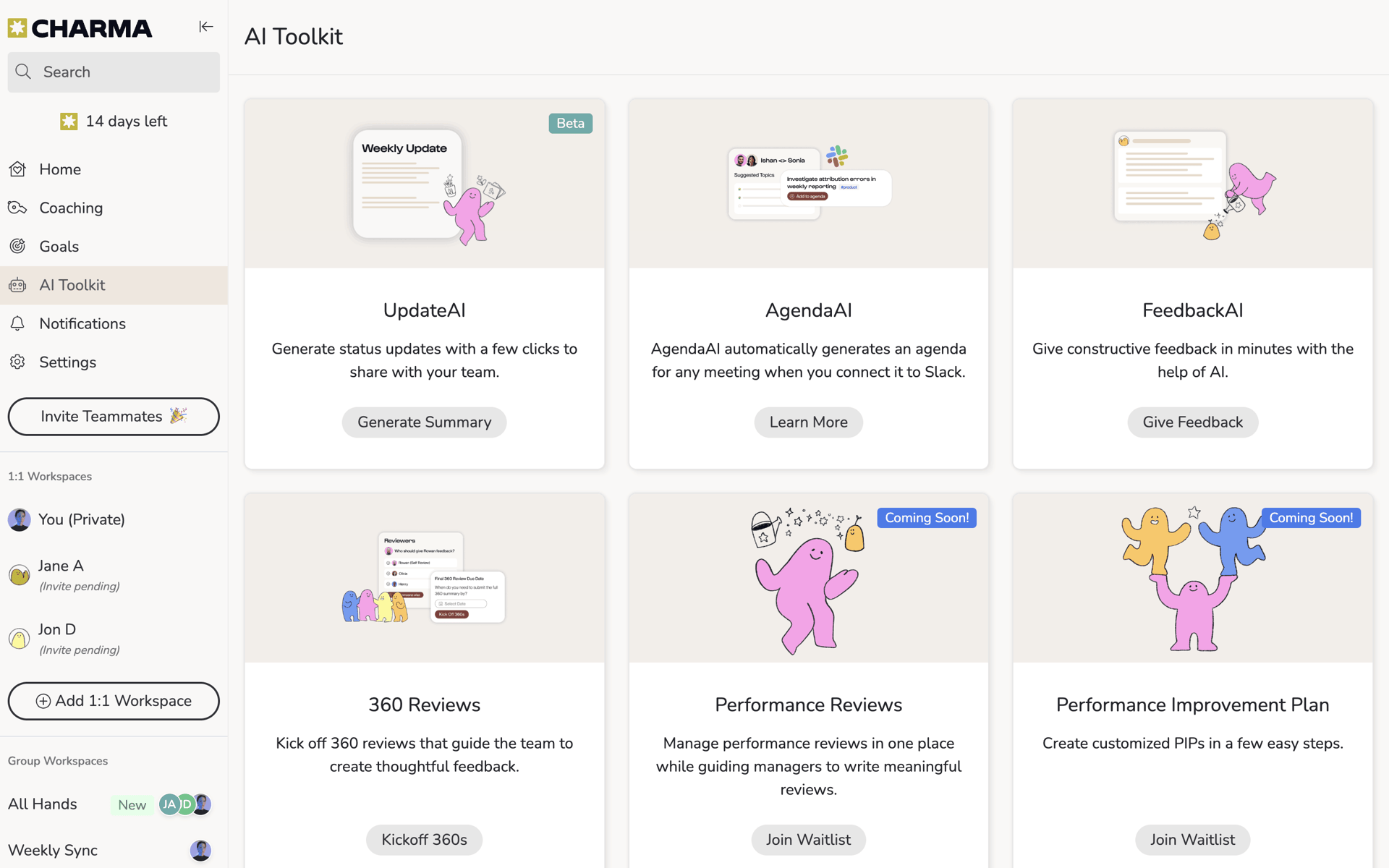 Charma Web Business interface screenshot 1