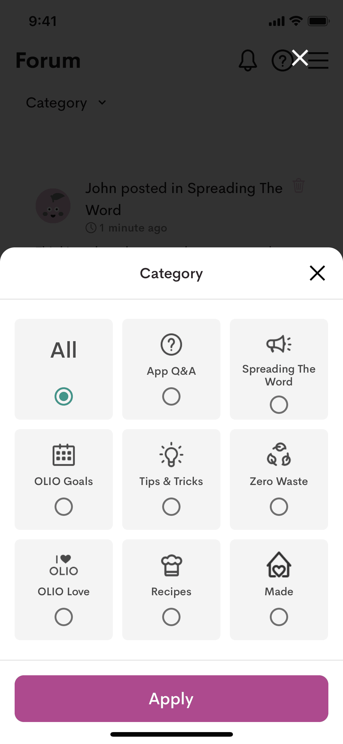 OLIO iOS Food & Drink interface screenshot 21