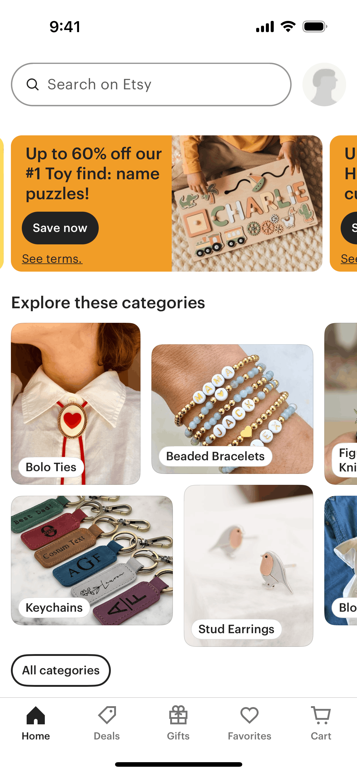 Home on Etsy (ios) screen 2