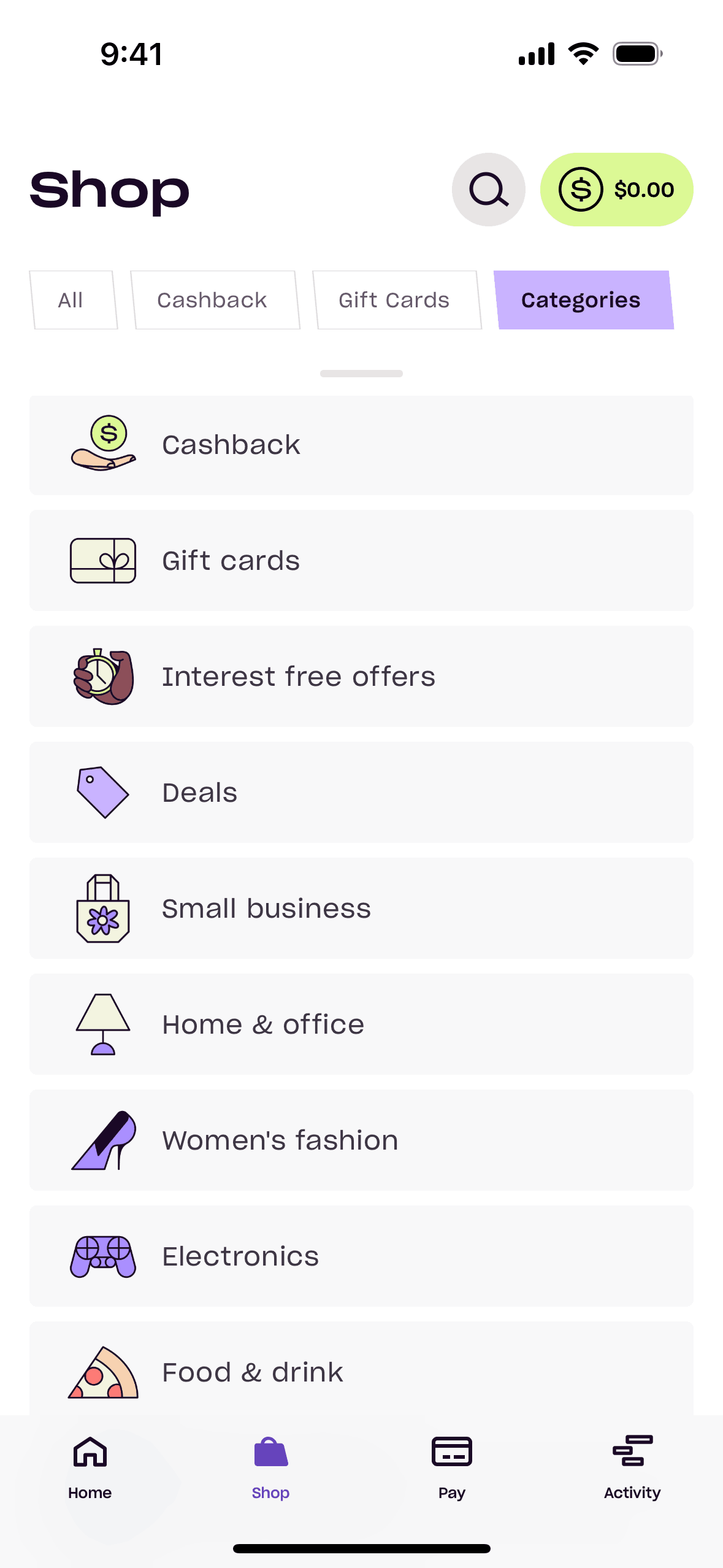 Zip iOS Finance interface screenshot 13