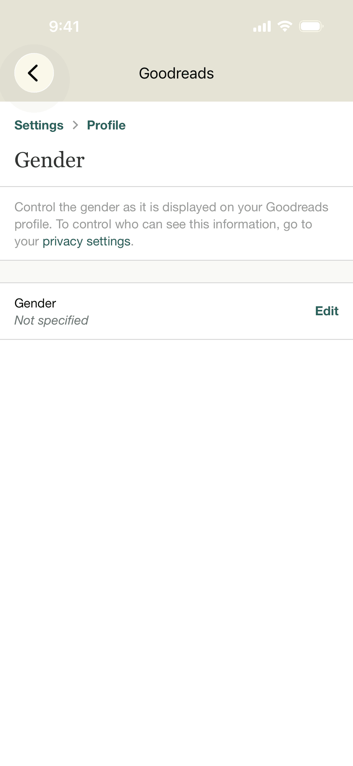 Goodreads iOS Education interface screenshot 14