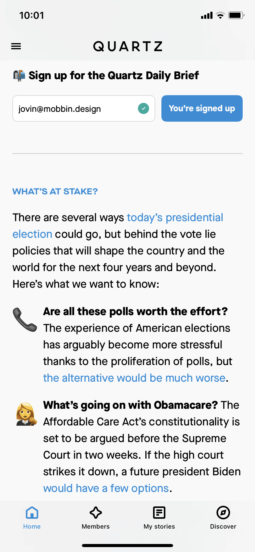 Quartz iOS News interface screenshot 14