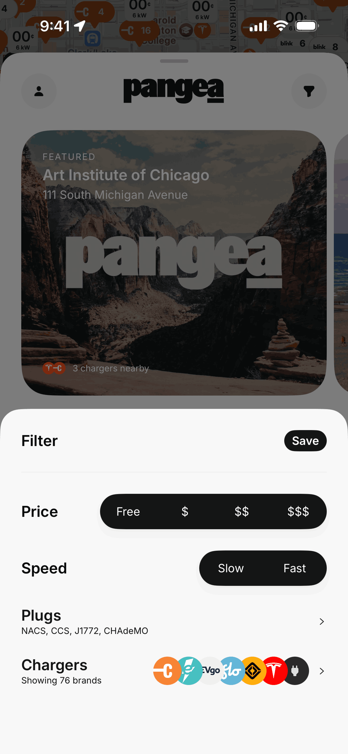 Pangea Charging iOS Maps & Navigation interface screenshot 24