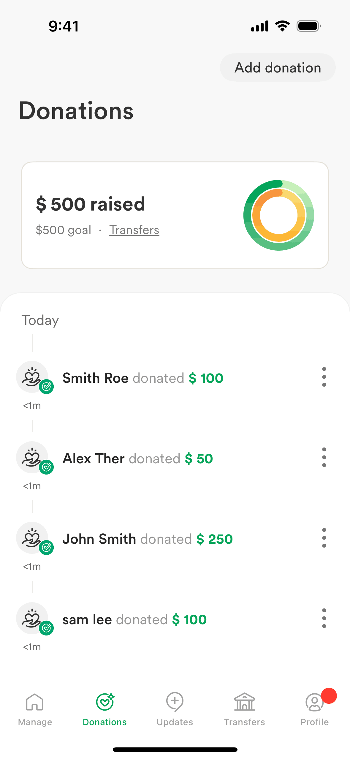 GoFundMe iOS Social Networking interface screenshot 1