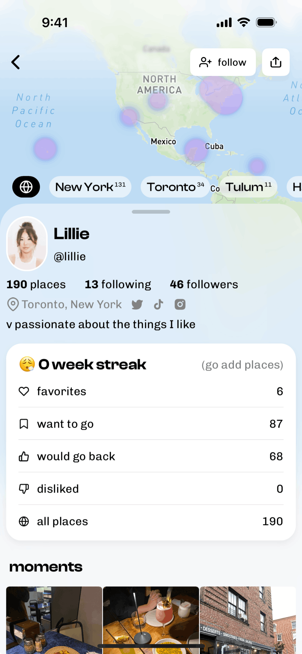 Corner iOS Social Networking interface screenshot 1