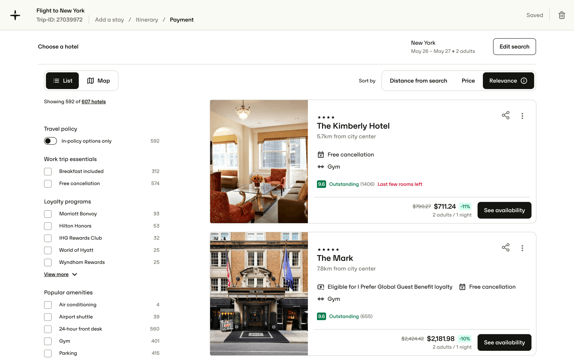 TravelPerk Web Travel & Transportation interface screenshot 1
