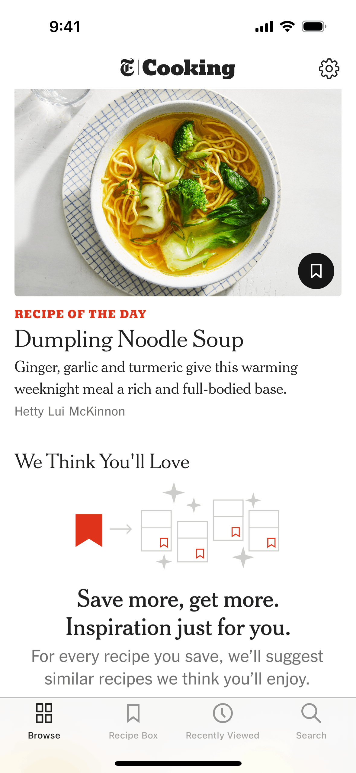 NYT Cooking iOS Food & Drink interface screenshot 1