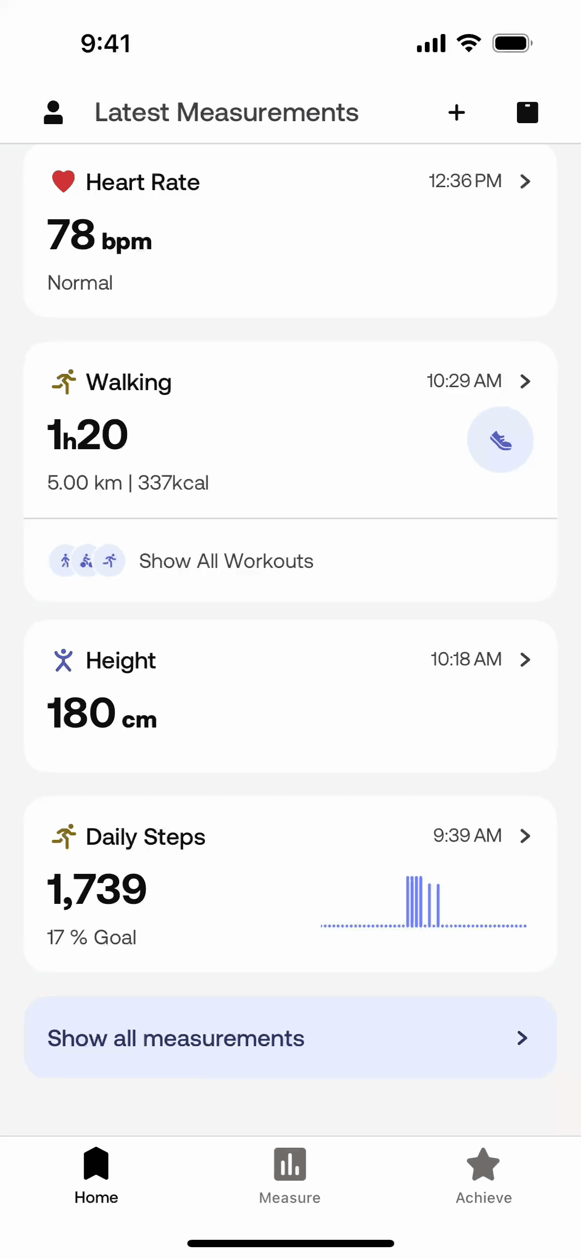 Withings Health Mate iOS Health & Fitness interface screenshot 3