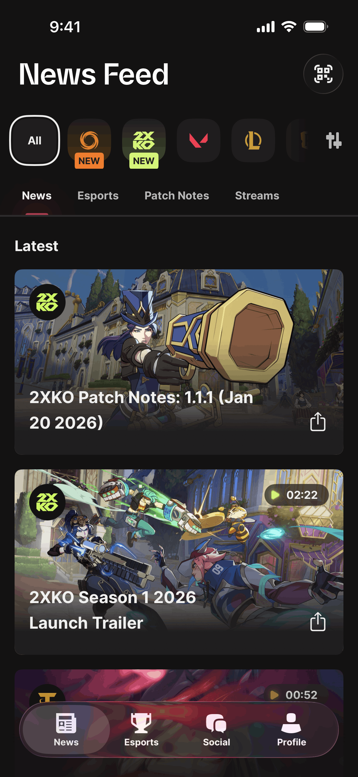 Riot Mobile iOS Entertainment interface screenshot 1