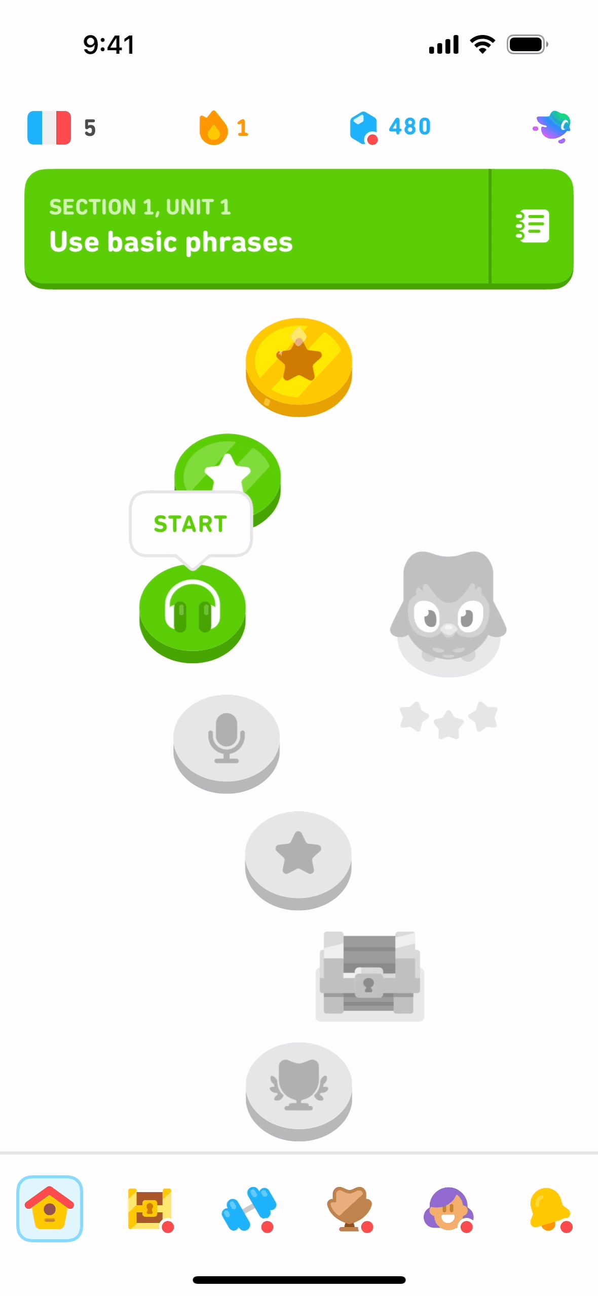 Duolingo iOS UI design screenshot