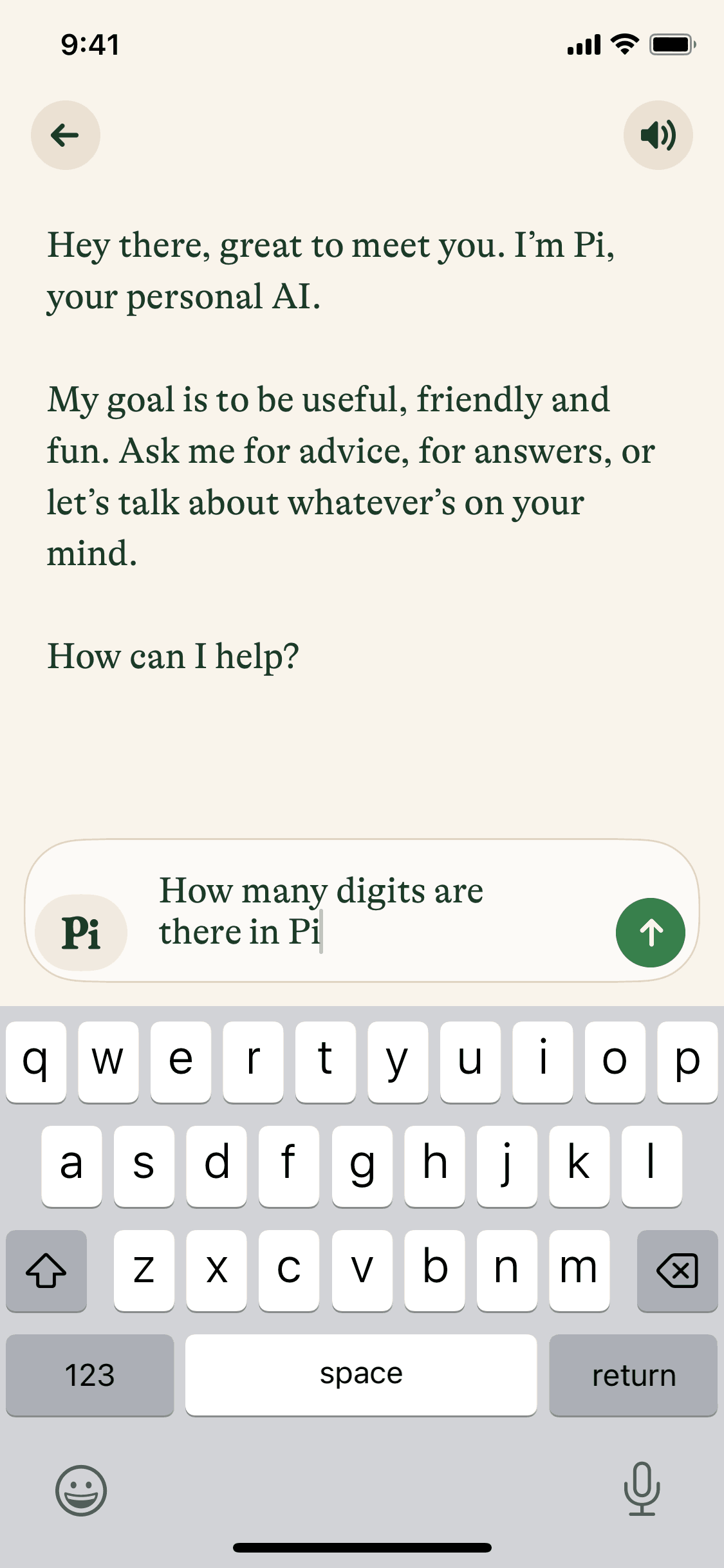 Pi iOS AI interface screenshot 19
