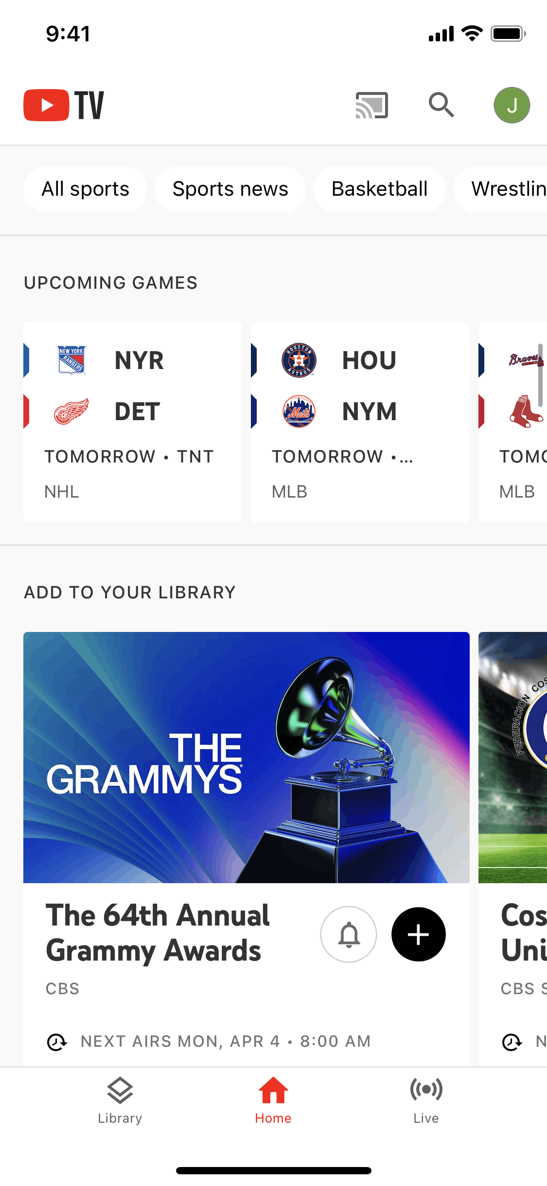 Home on YouTube TV (ios) screen 5