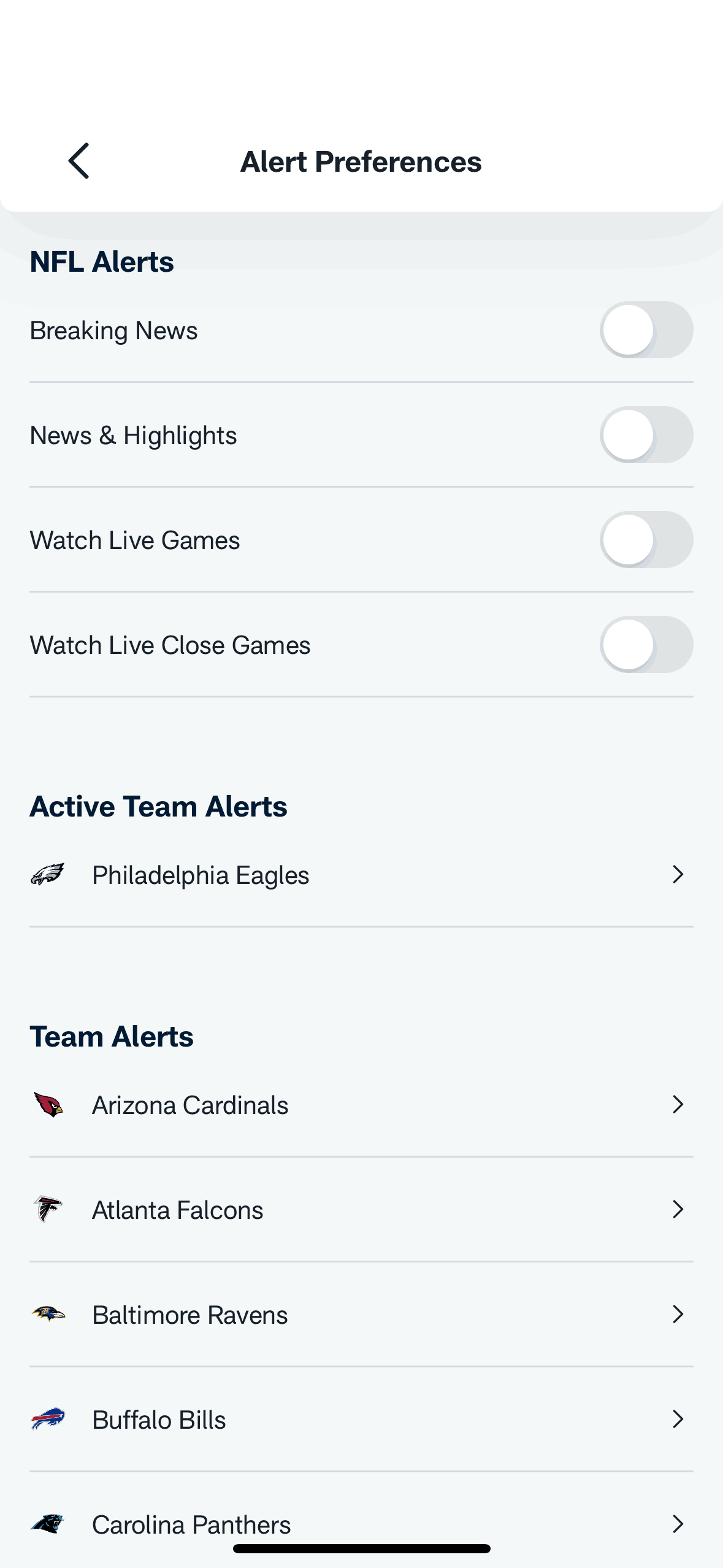 NFL iOS Sports interface screenshot 7