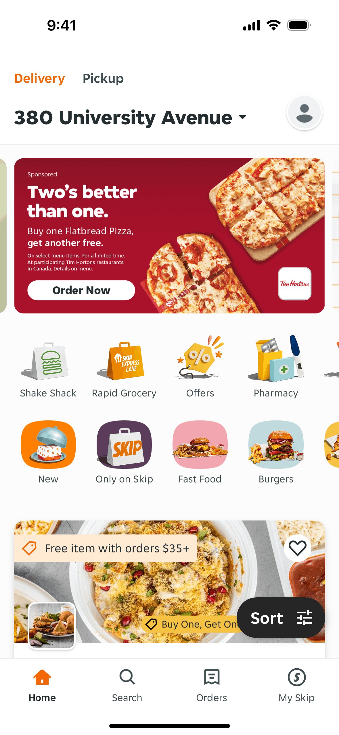 Skip iOS Food & Drink interface screenshot 1