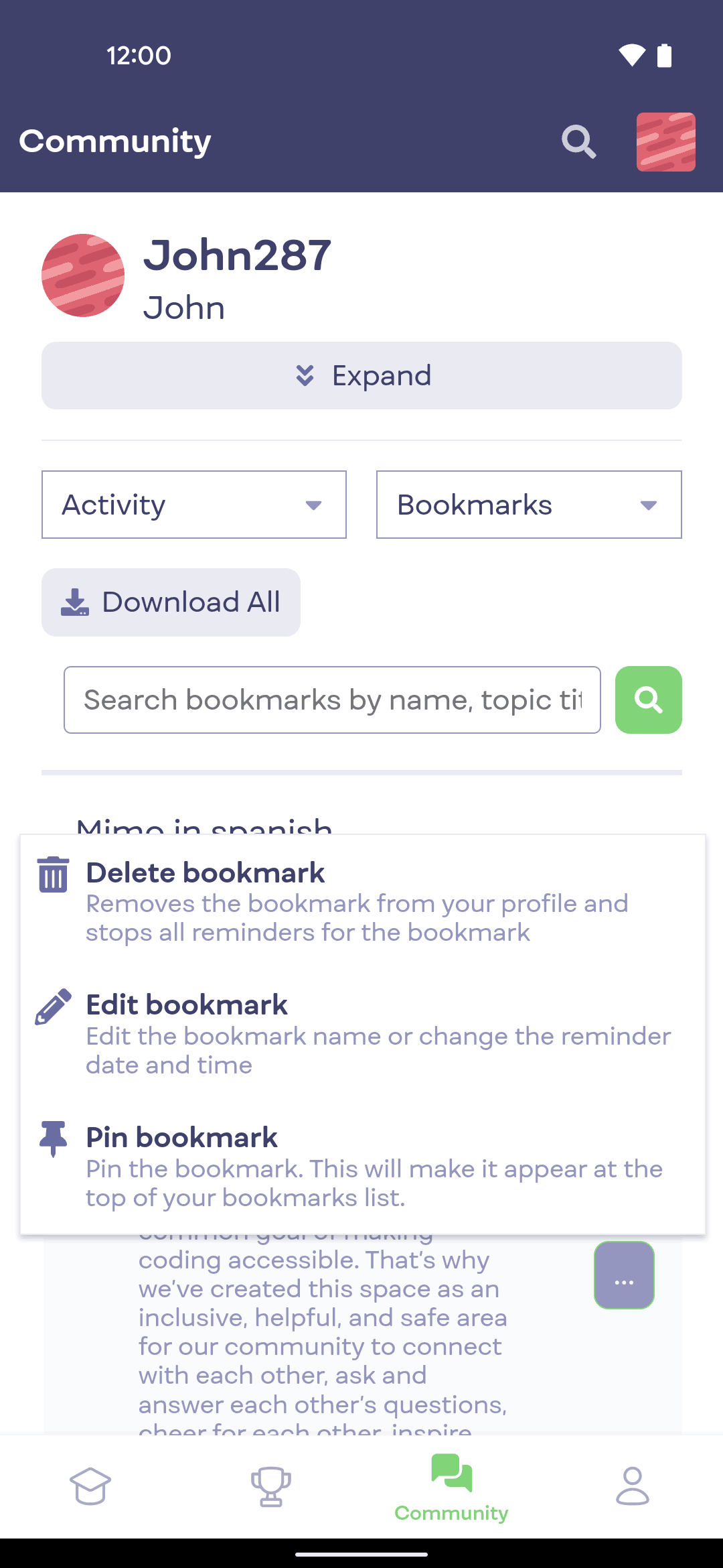Mimo Android Education interface screenshot 8
