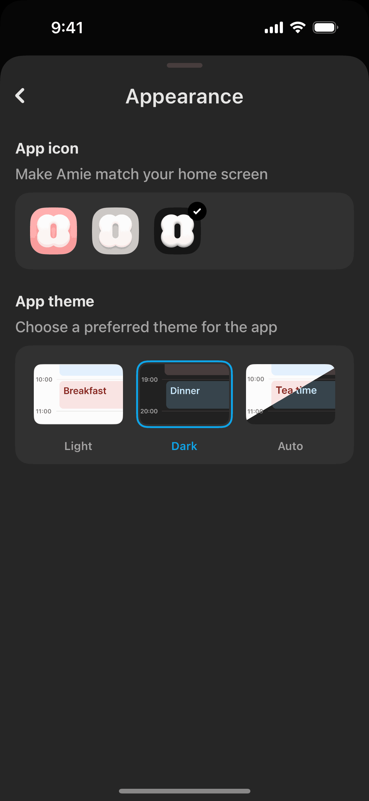 Amie iOS Productivity interface screenshot 22