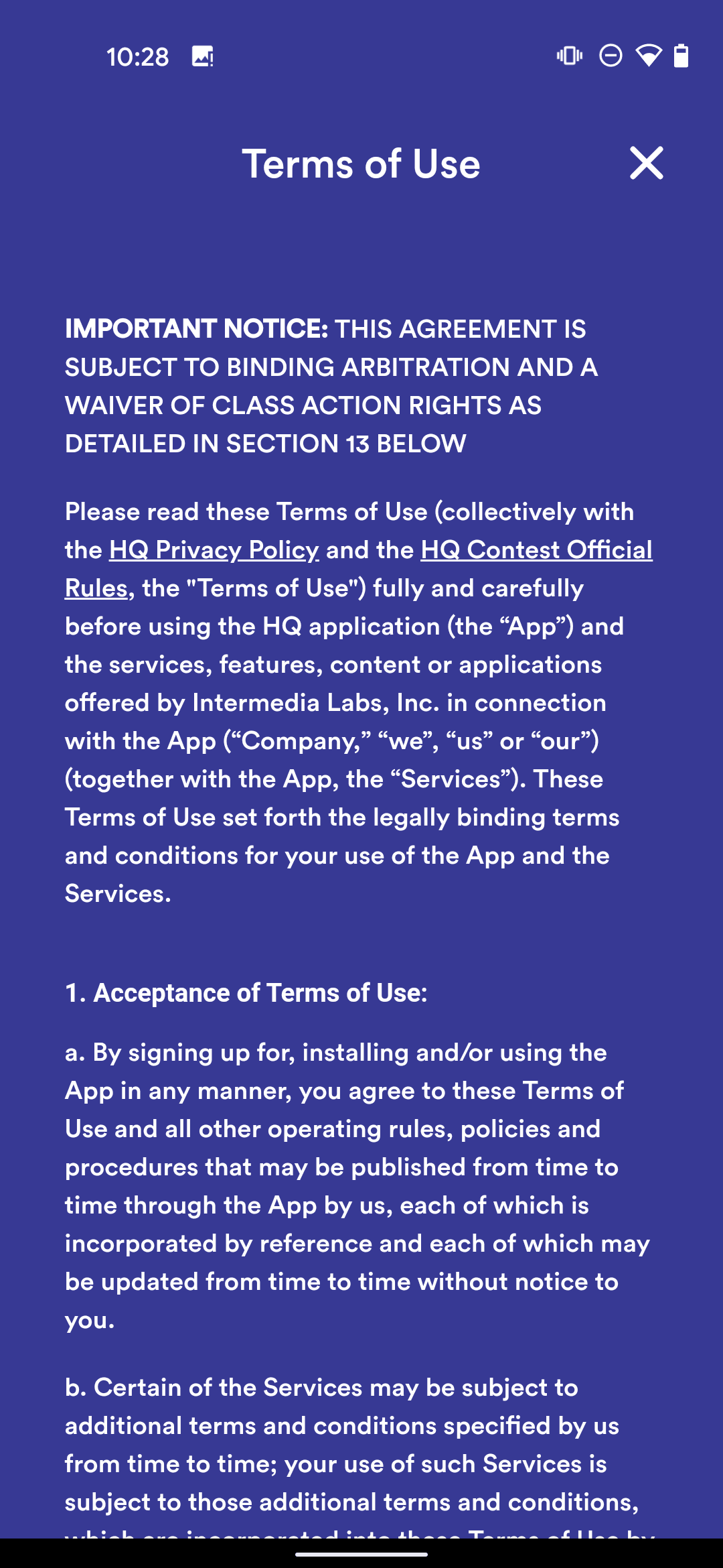 HQ Trivia Android Entertainment interface screenshot 2