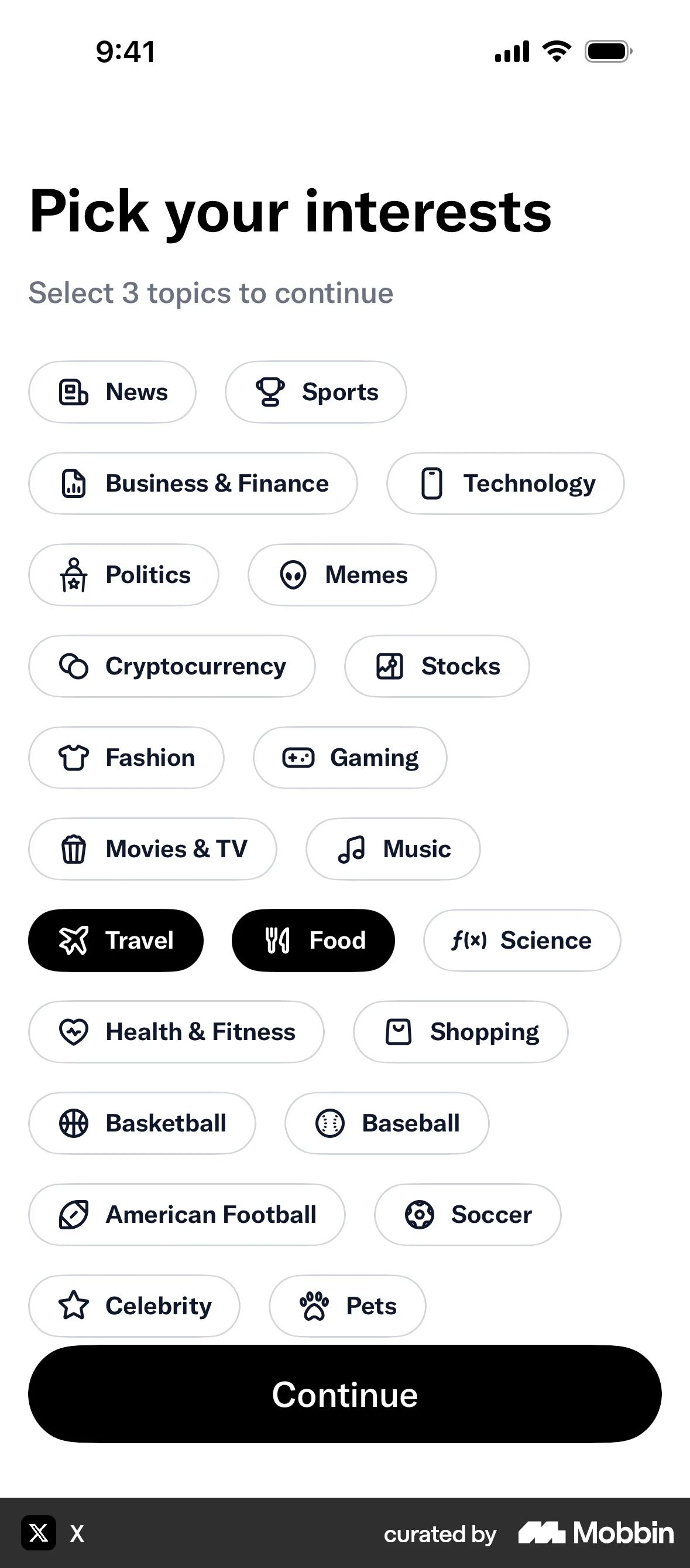 Onboarding on X (ios) screen 17