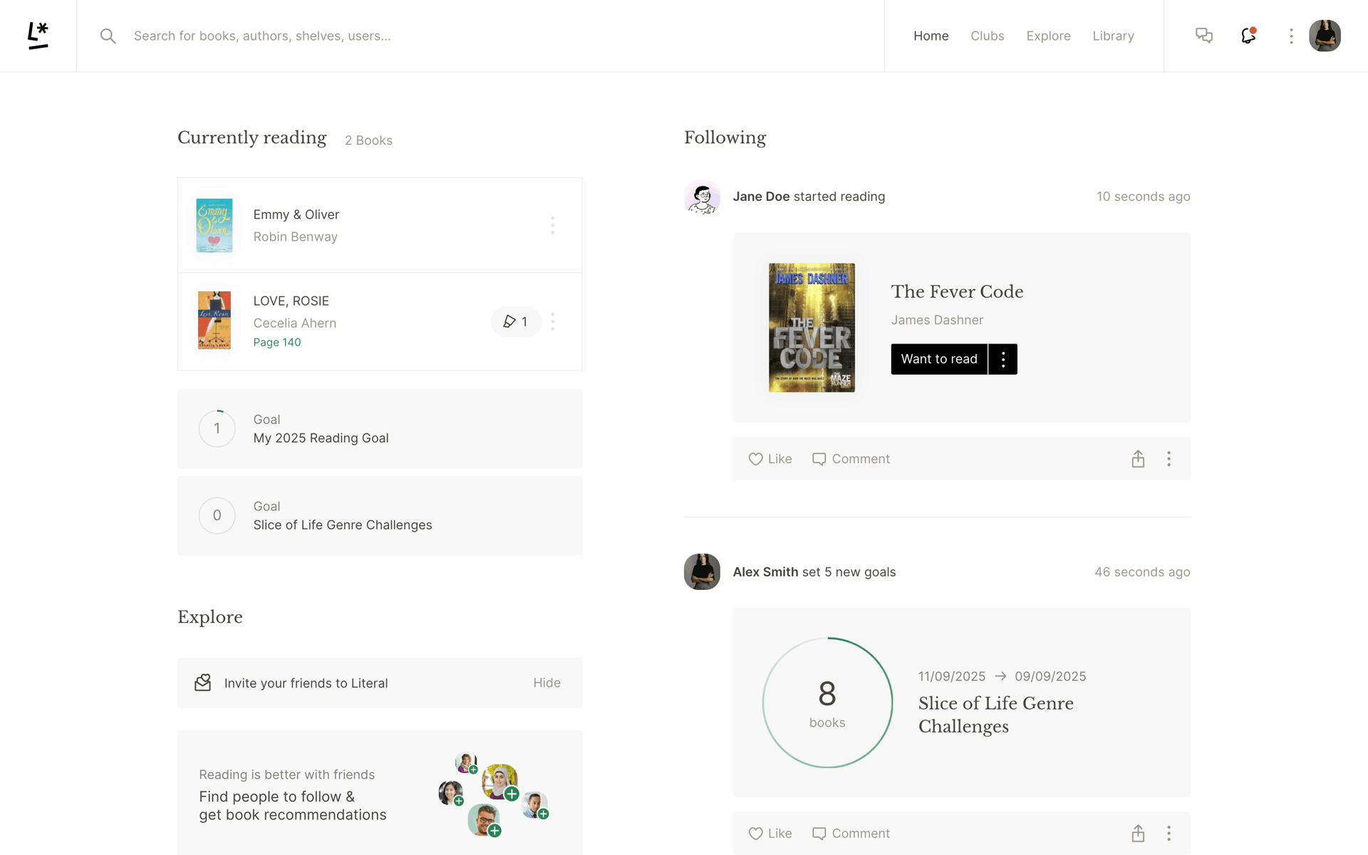 Literal Web Lifestyle interface screenshot 2
