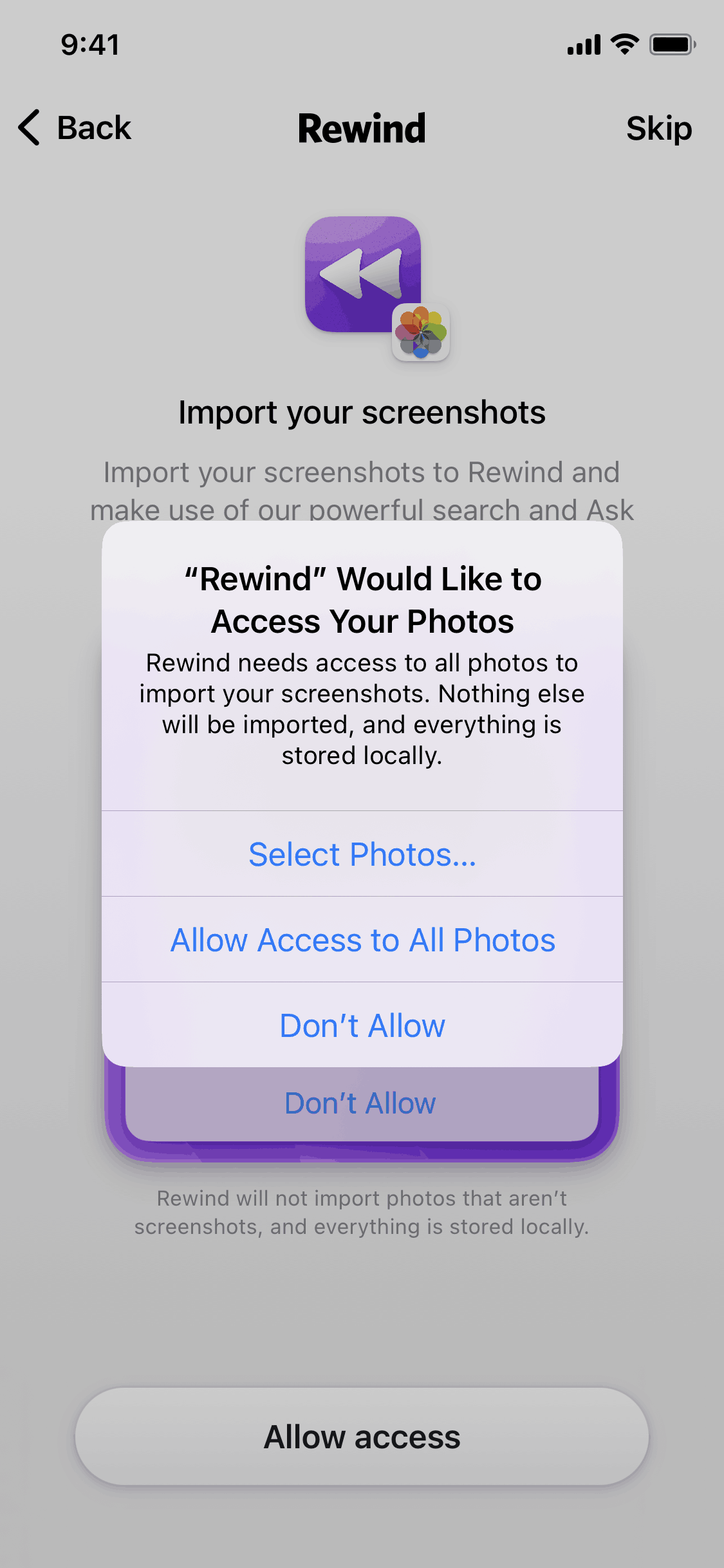 Rewind iOS AI interface screenshot 13